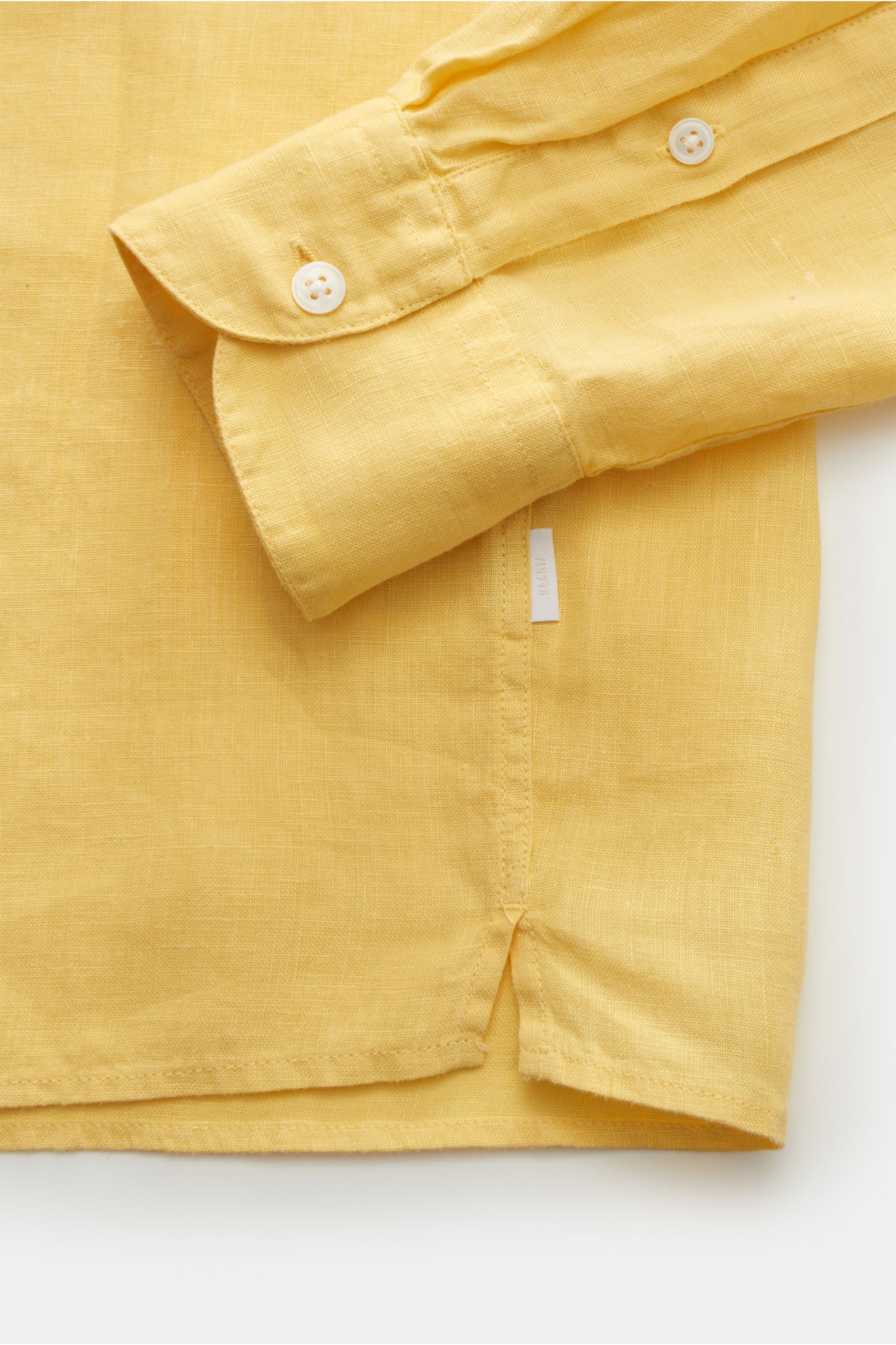 04651/ A trip in a bag Leinenhemd 'Linen Guru' Grandad-Kragen gelb