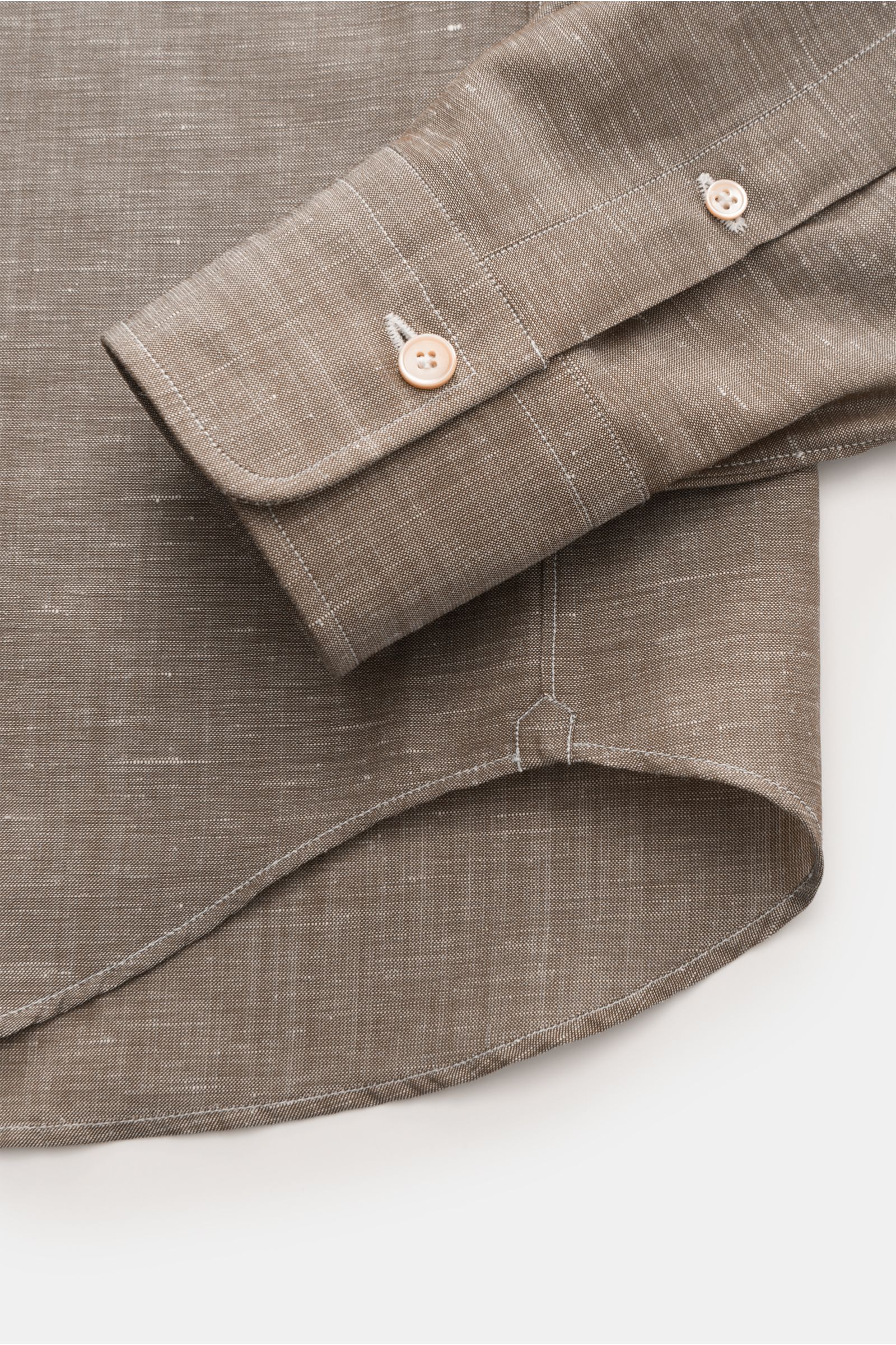 BRAUN Hamburg Leinenhemd Haifisch-Kragen graubraun