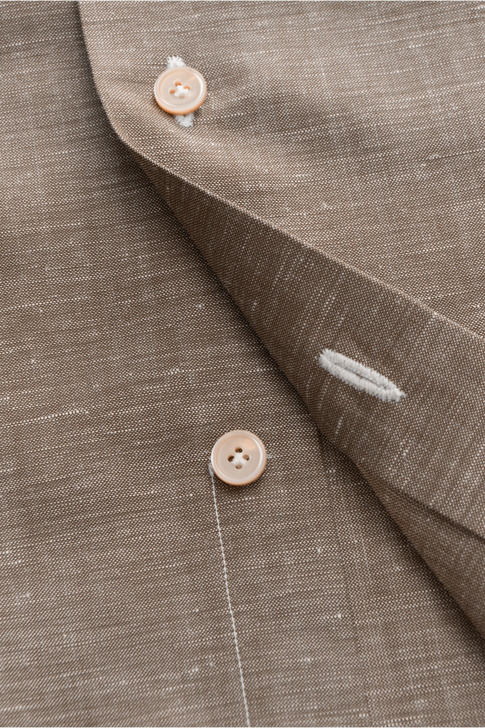 BRAUN Hamburg Leinenhemd Haifisch-Kragen graubraun