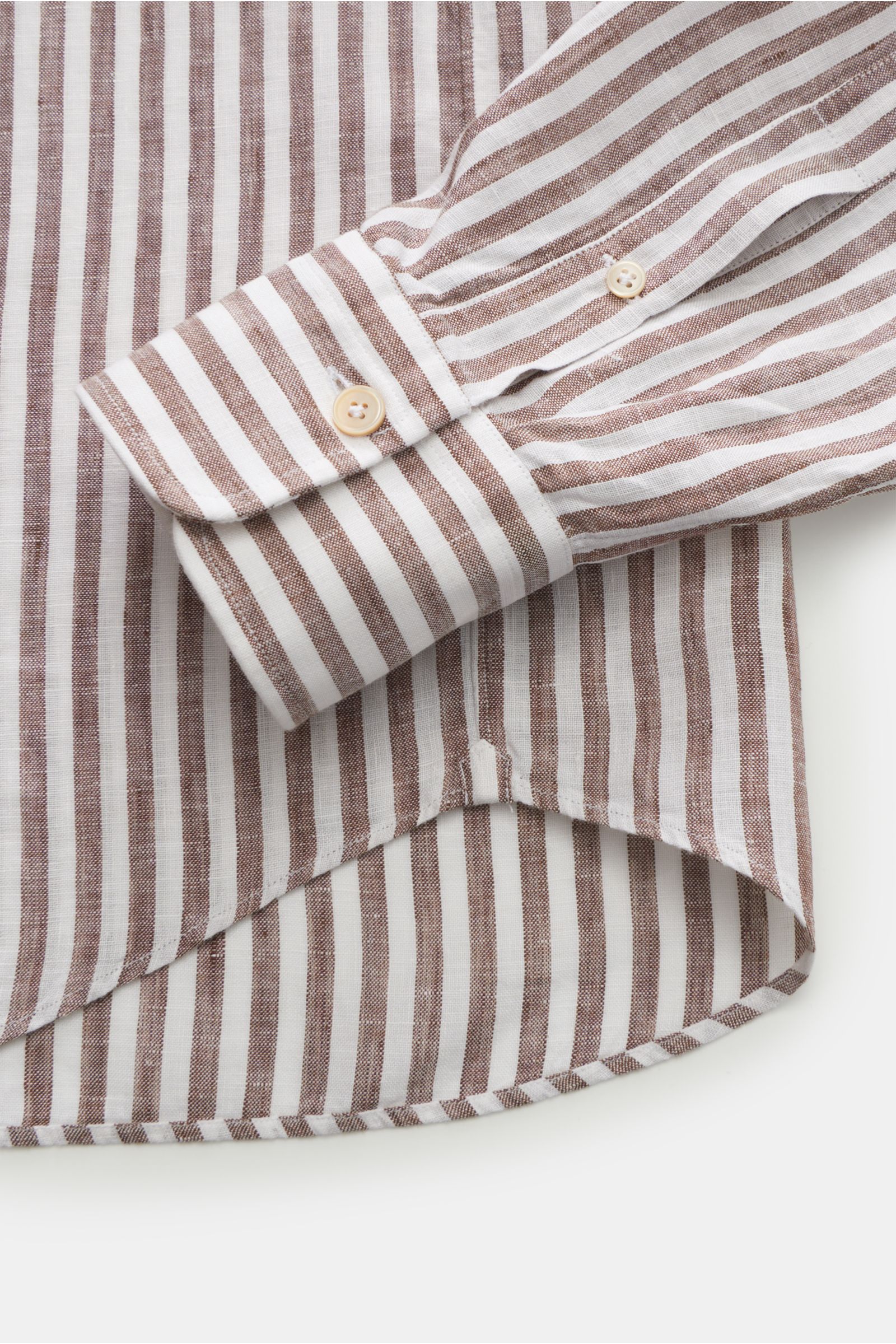 Gherardi Linen shirt shark collar brown/white striped