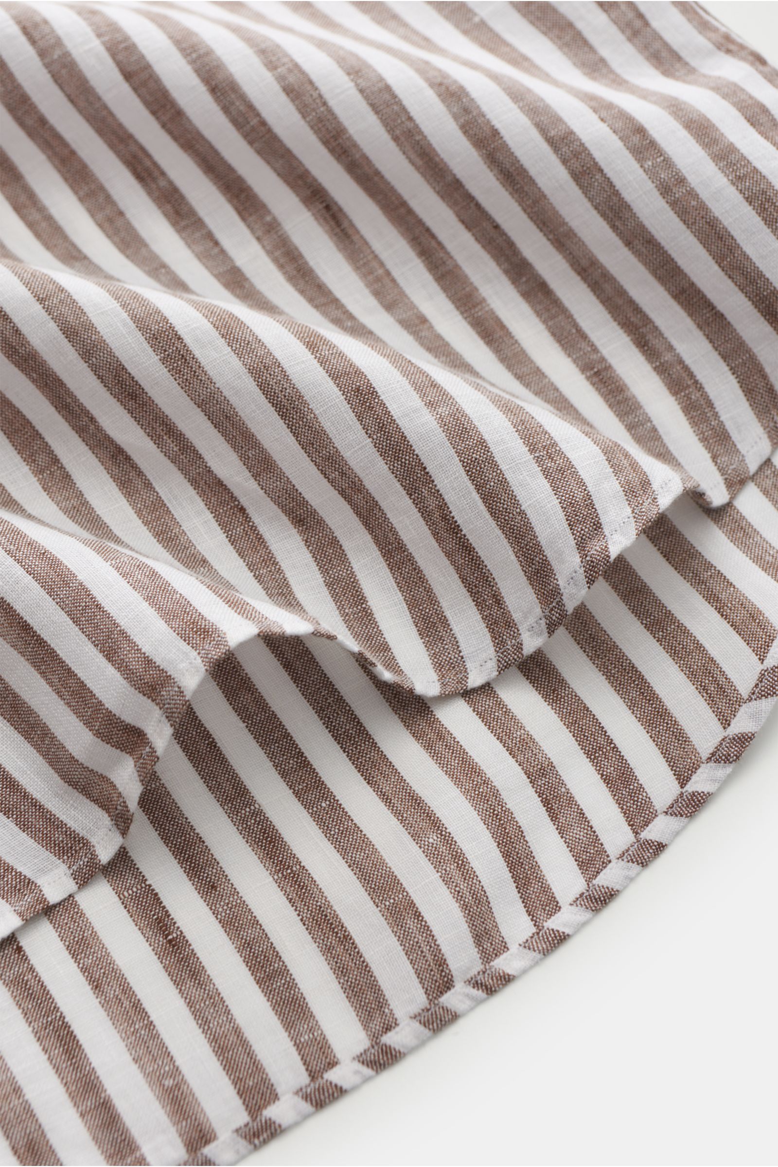 Gherardi Linen shirt shark collar brown/white striped