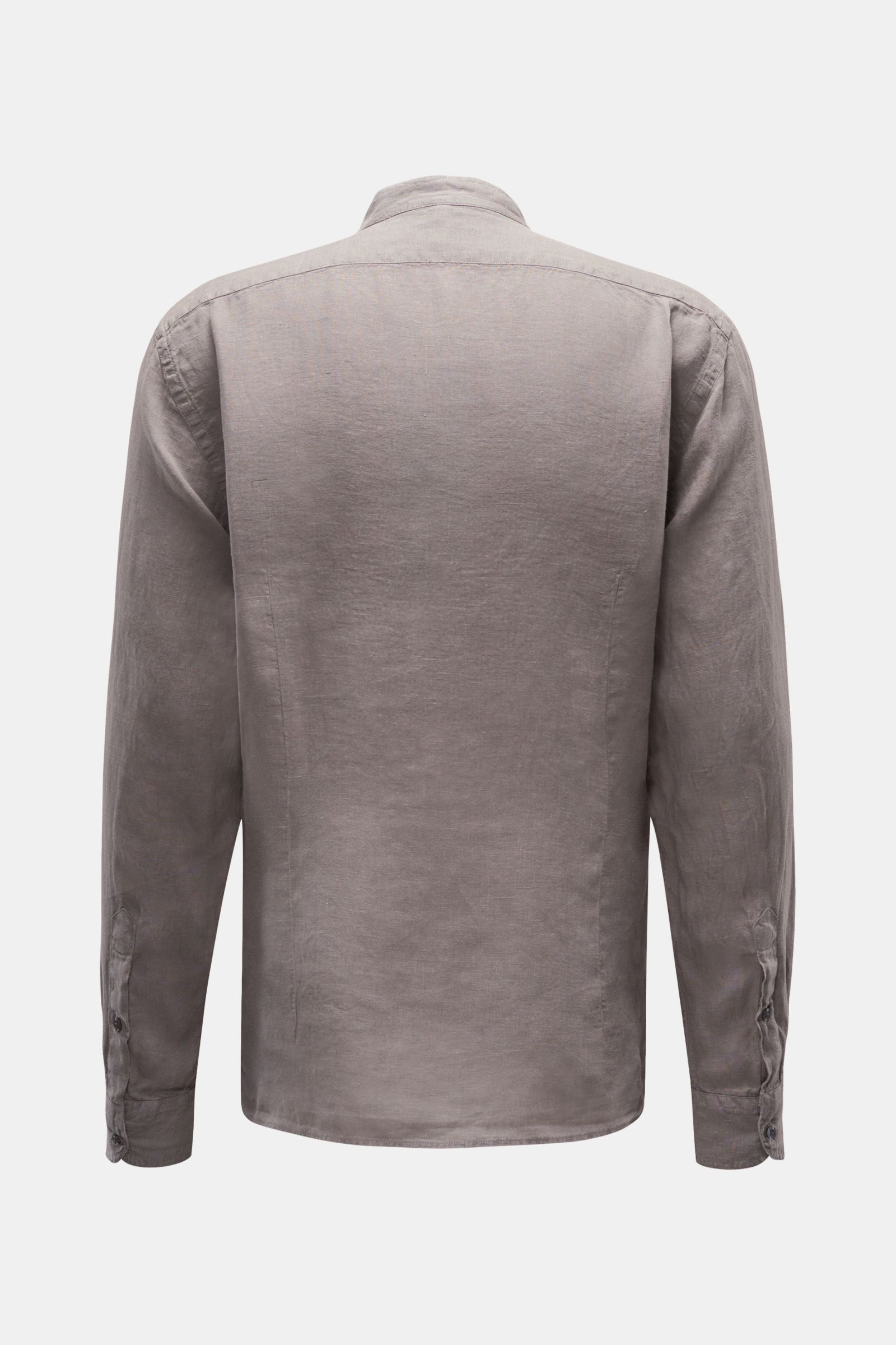 04651/ A trip in a bag Leinenhemd 'Linen Guru' Grandad-Kragen dunkelgrau