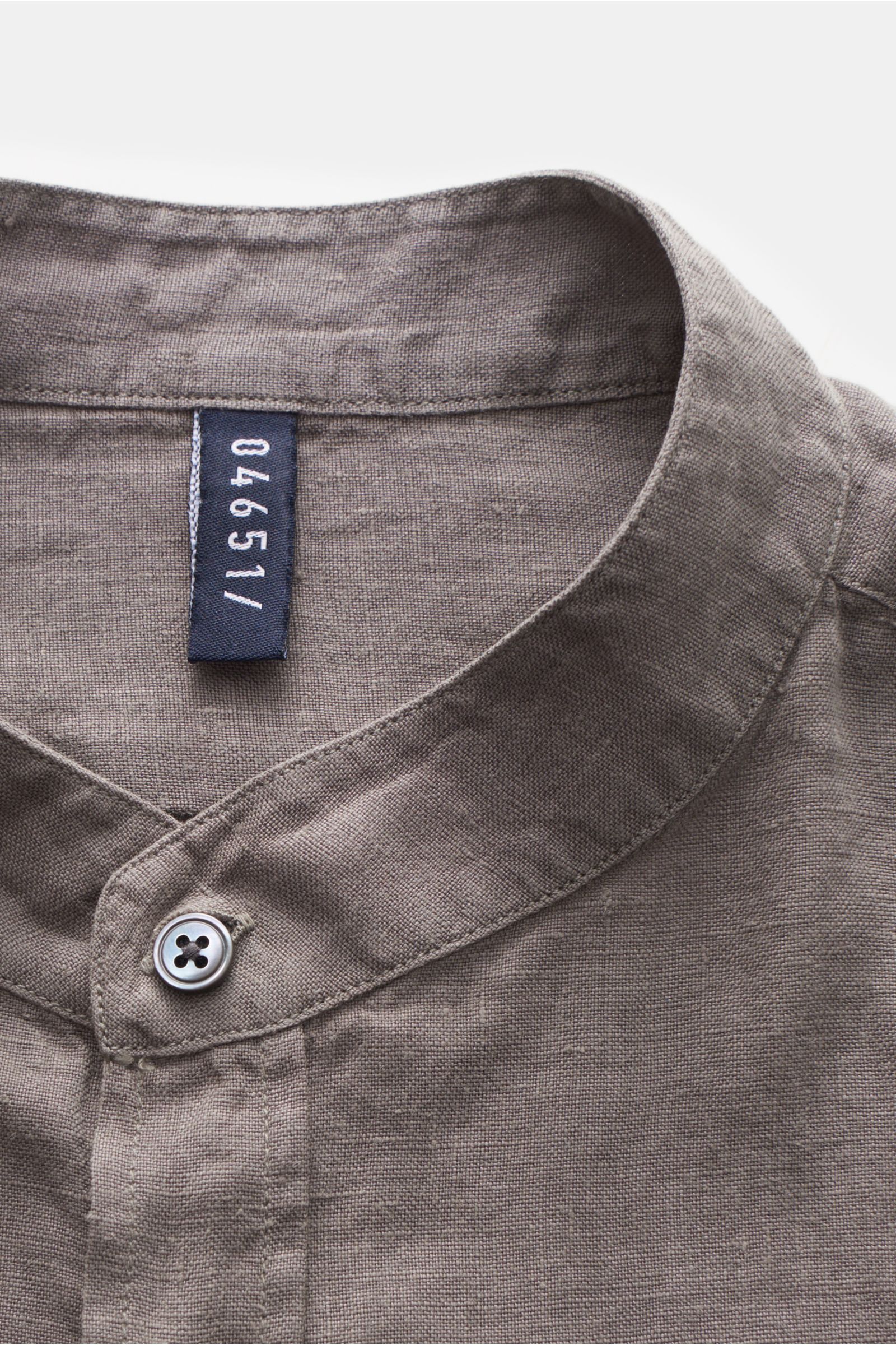 04651/ A trip in a bag Leinenhemd 'Linen Guru' Grandad-Kragen dunkelgrau