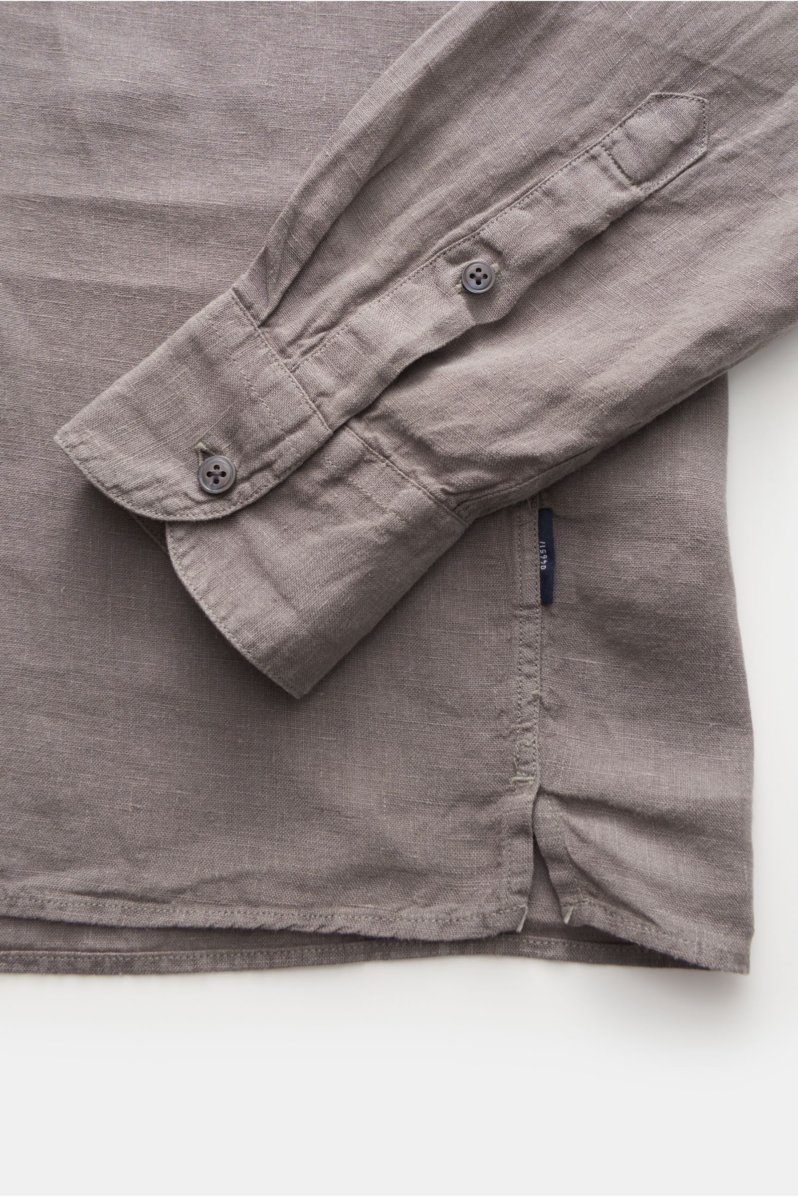 04651/ A trip in a bag Leinenhemd 'Linen Guru' Grandad-Kragen dunkelgrau