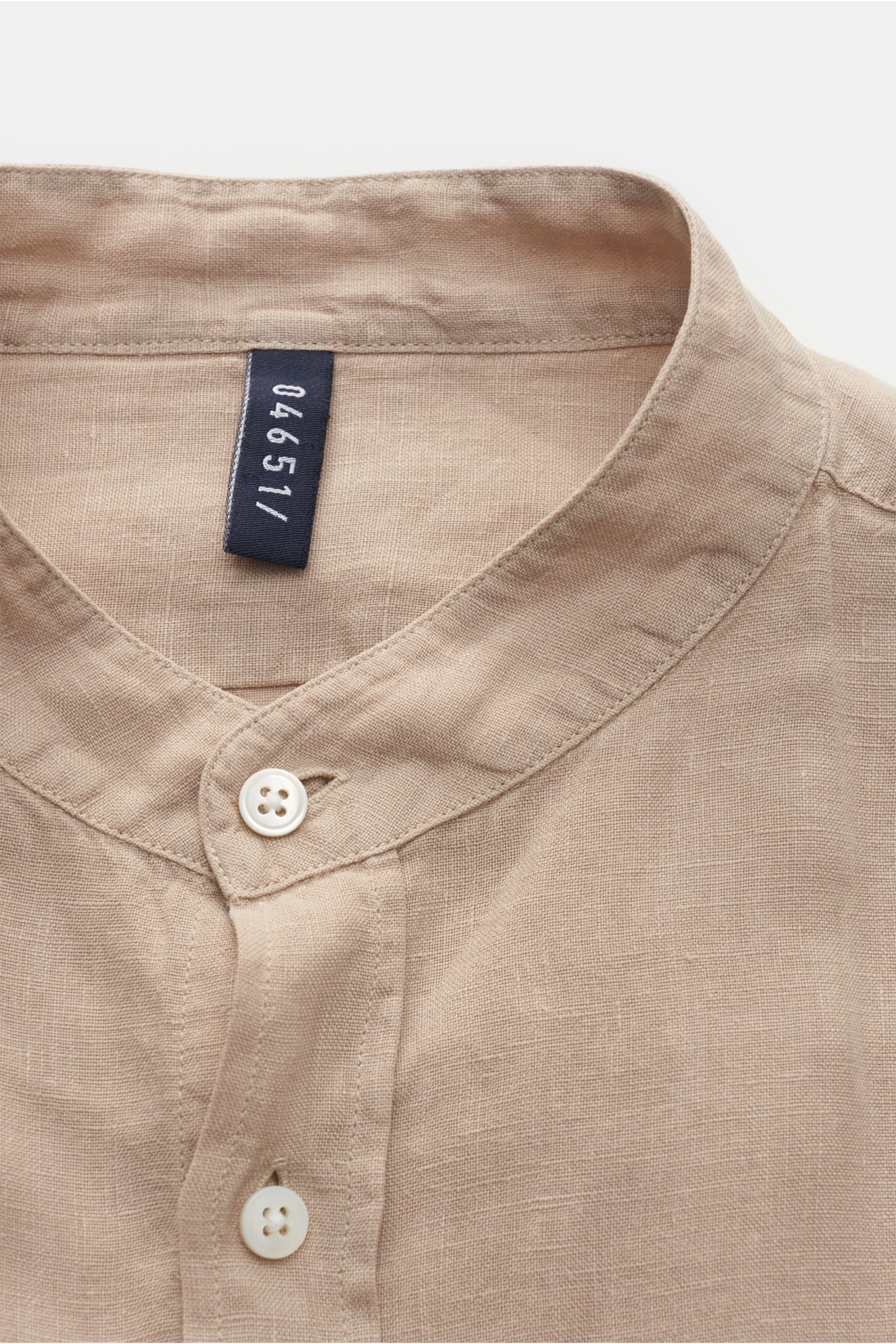 04651/ A trip in a bag Leinenhemd 'Linen Guru' Grandad-Kragen beige