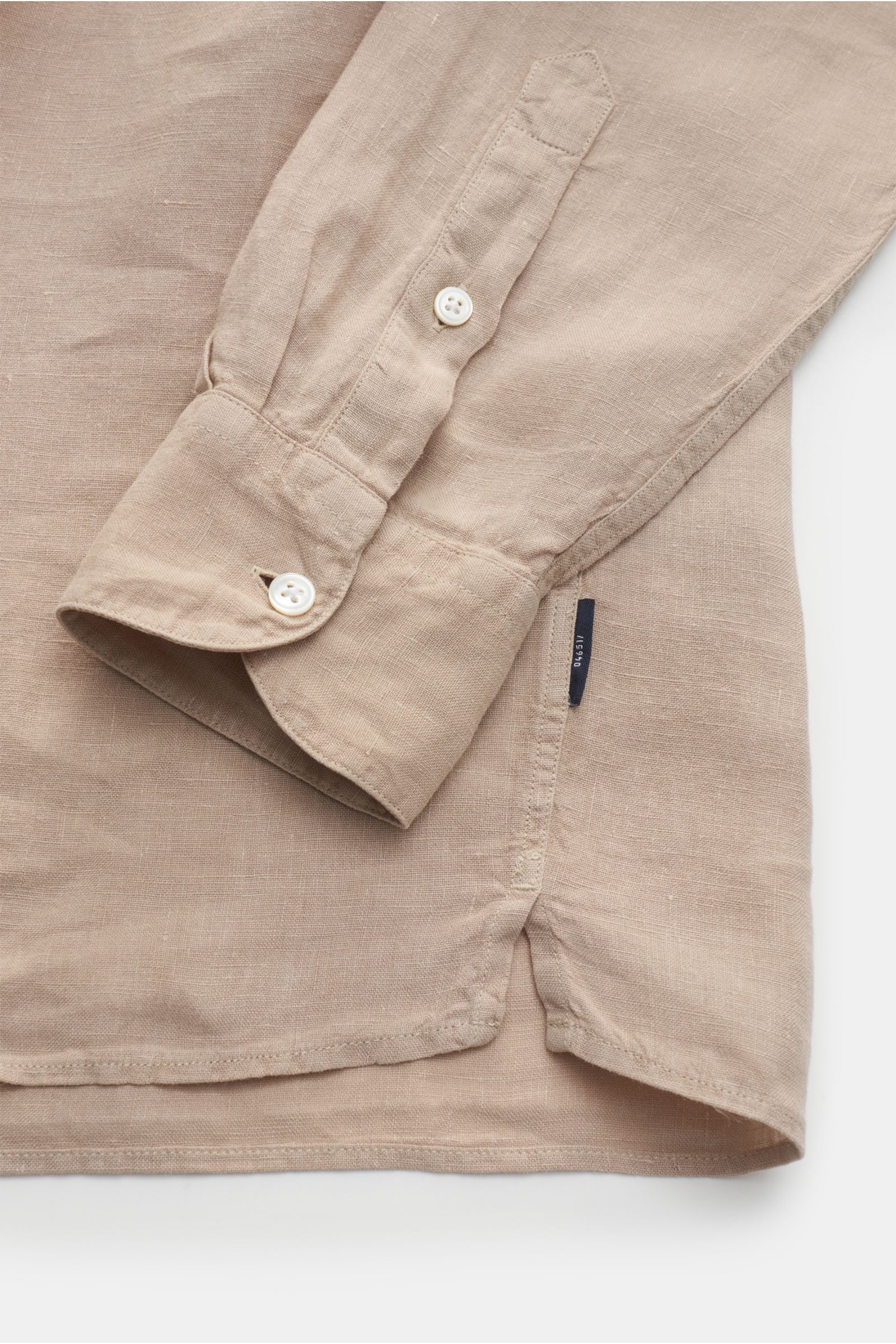 04651/ A trip in a bag Leinenhemd 'Linen Guru' Grandad-Kragen beige