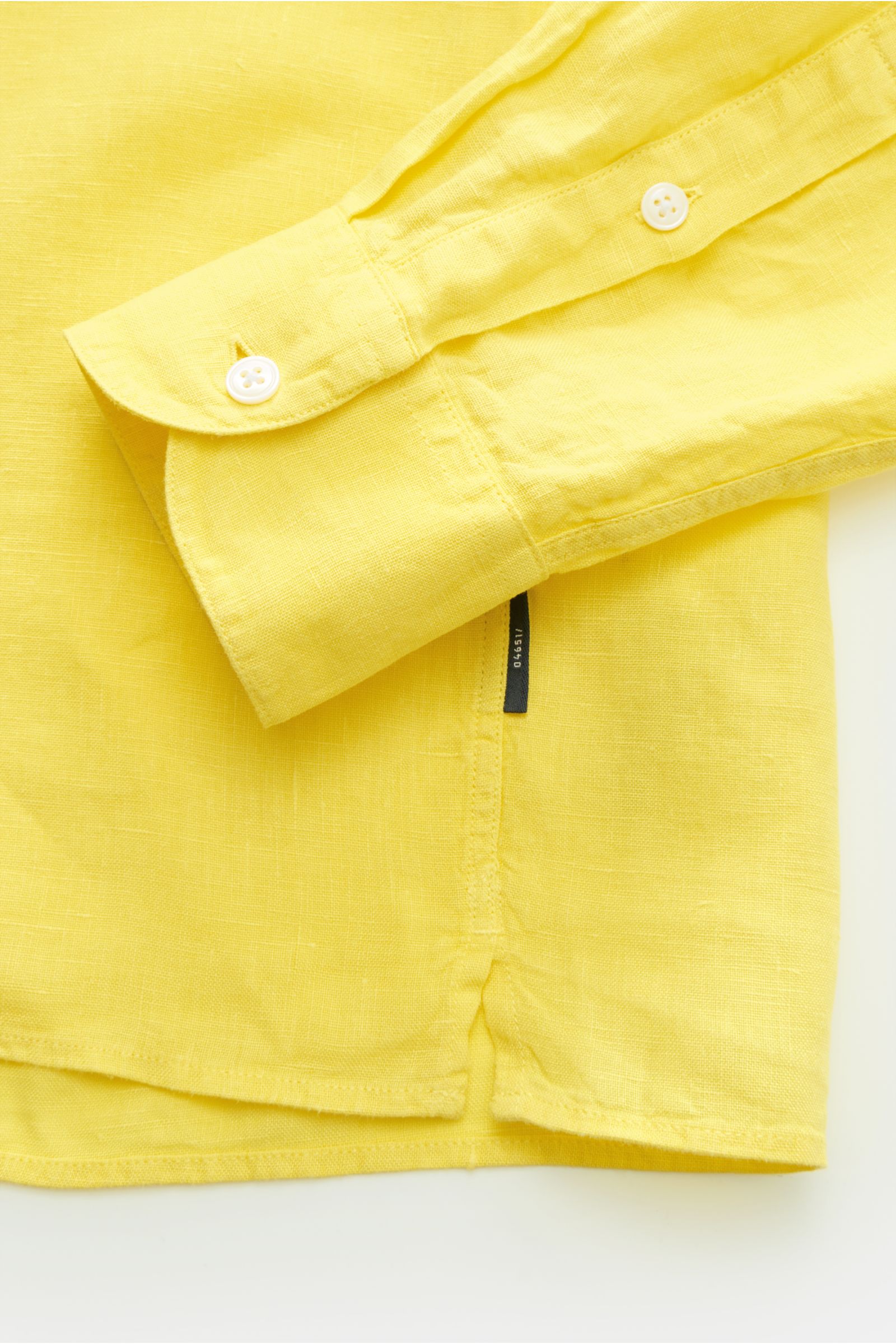 04651/ A trip in a bag Leinenhemd 'Linen Guru' Grandad-Kragen gelb