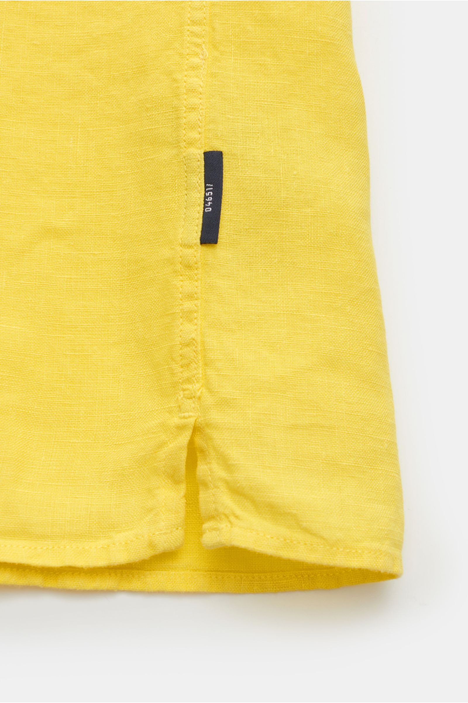 04651/ A trip in a bag Popover-Kurzarmhemd 'Linen Guru' Grandad-Kragen gelb