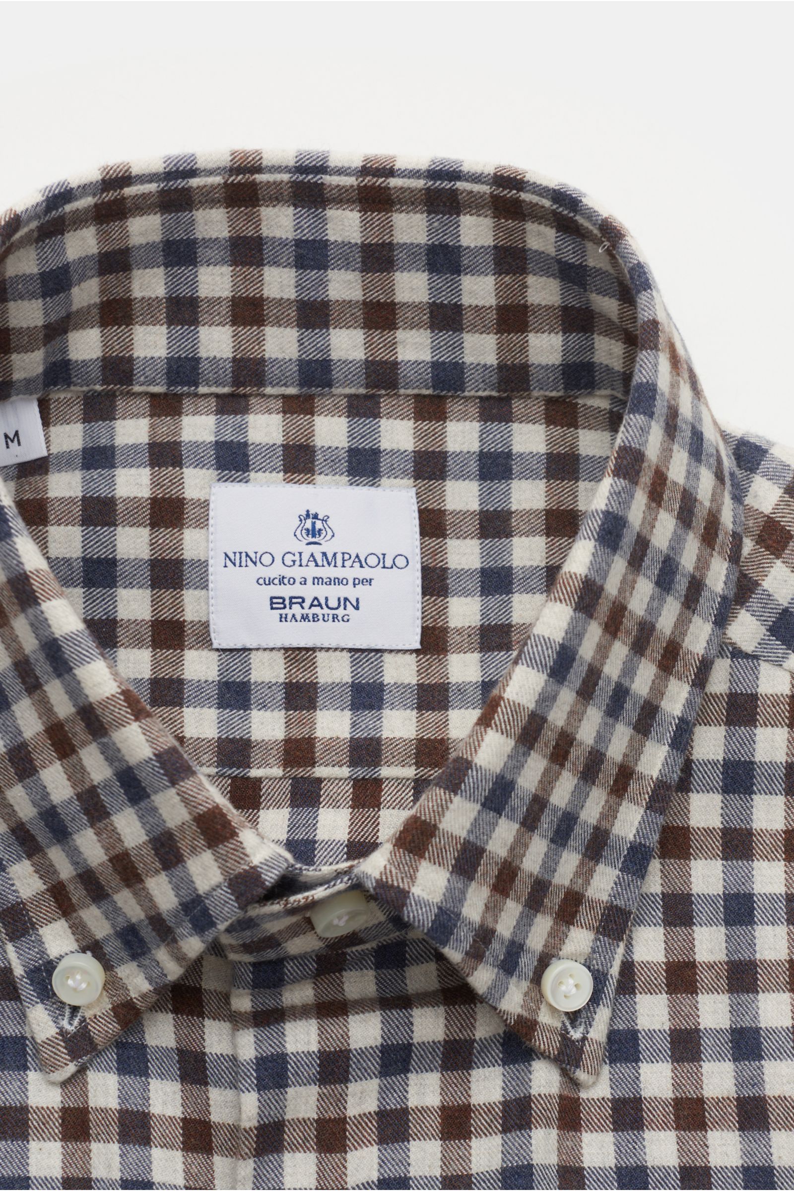 Giampaolo Casual Hemd Button-Down-Kragen navy/braun/weiß kariert