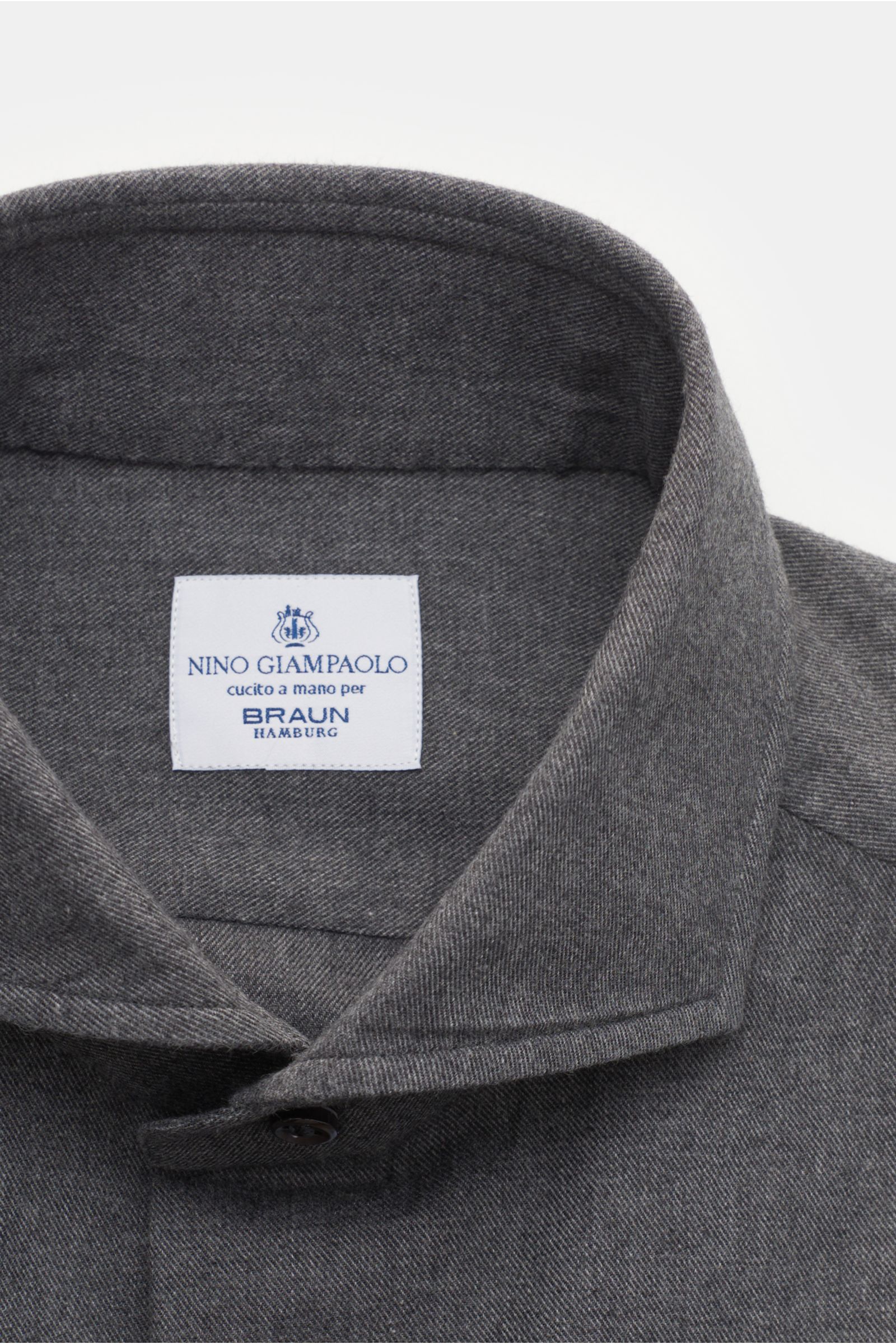 Giampaolo Flannel shirt shark collar dark grey