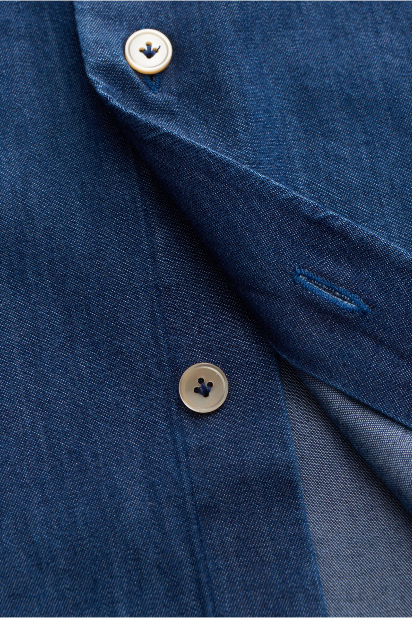 Gherardi Chambray-Hemd Haifisch-Kragen dunkelblau