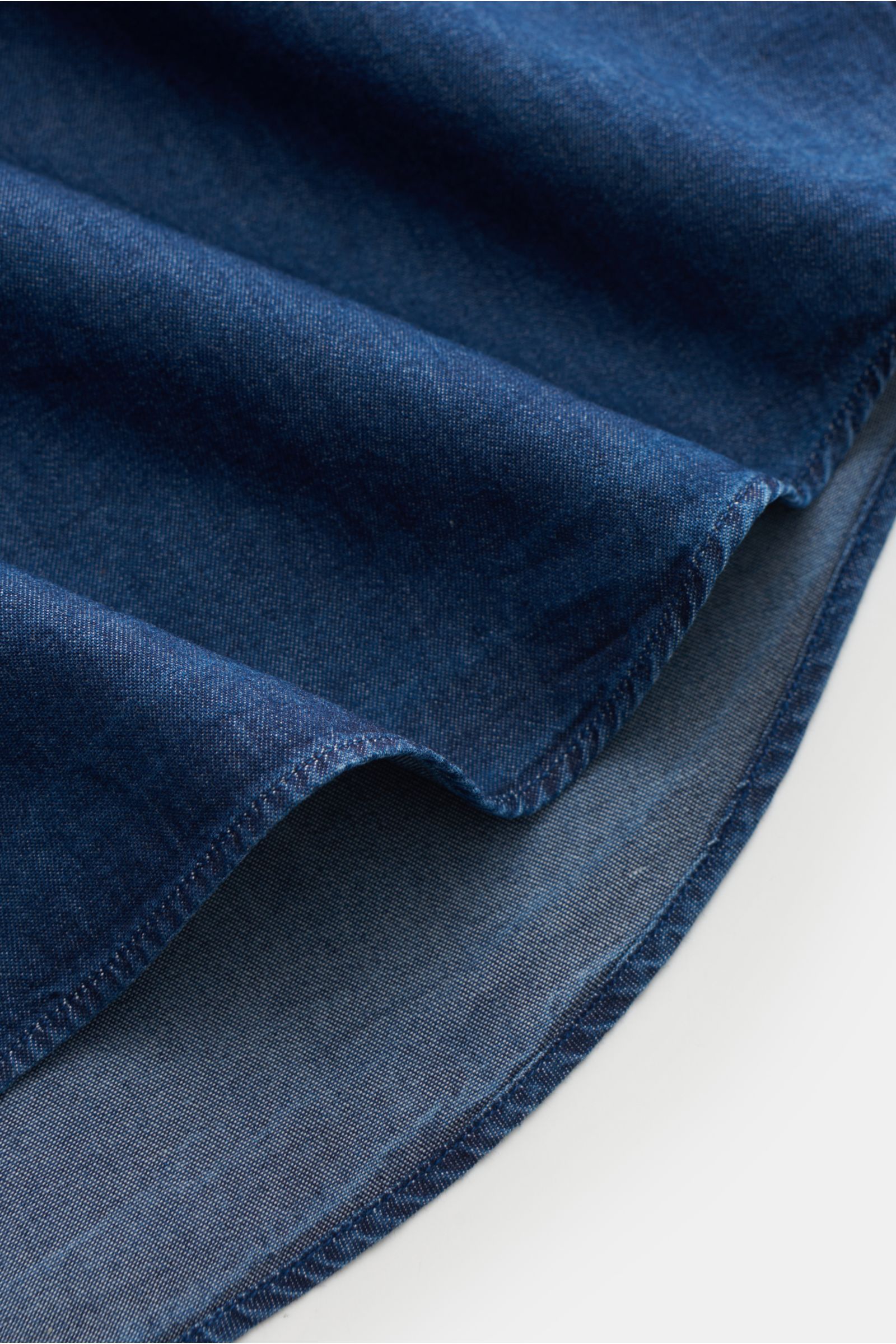 Gherardi Chambray-Hemd Haifisch-Kragen dunkelblau