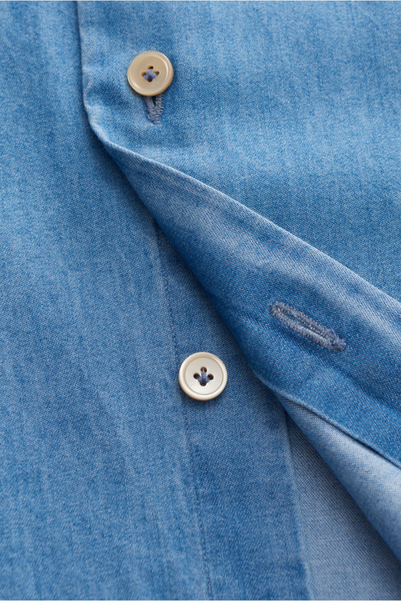 Gherardi Chambray-Hemd Haifisch-Kragen rauchblau