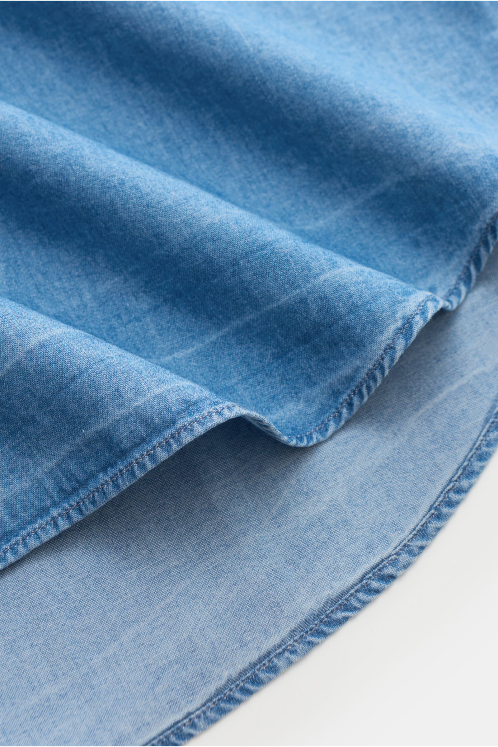 Gherardi Chambray-Hemd Haifisch-Kragen rauchblau