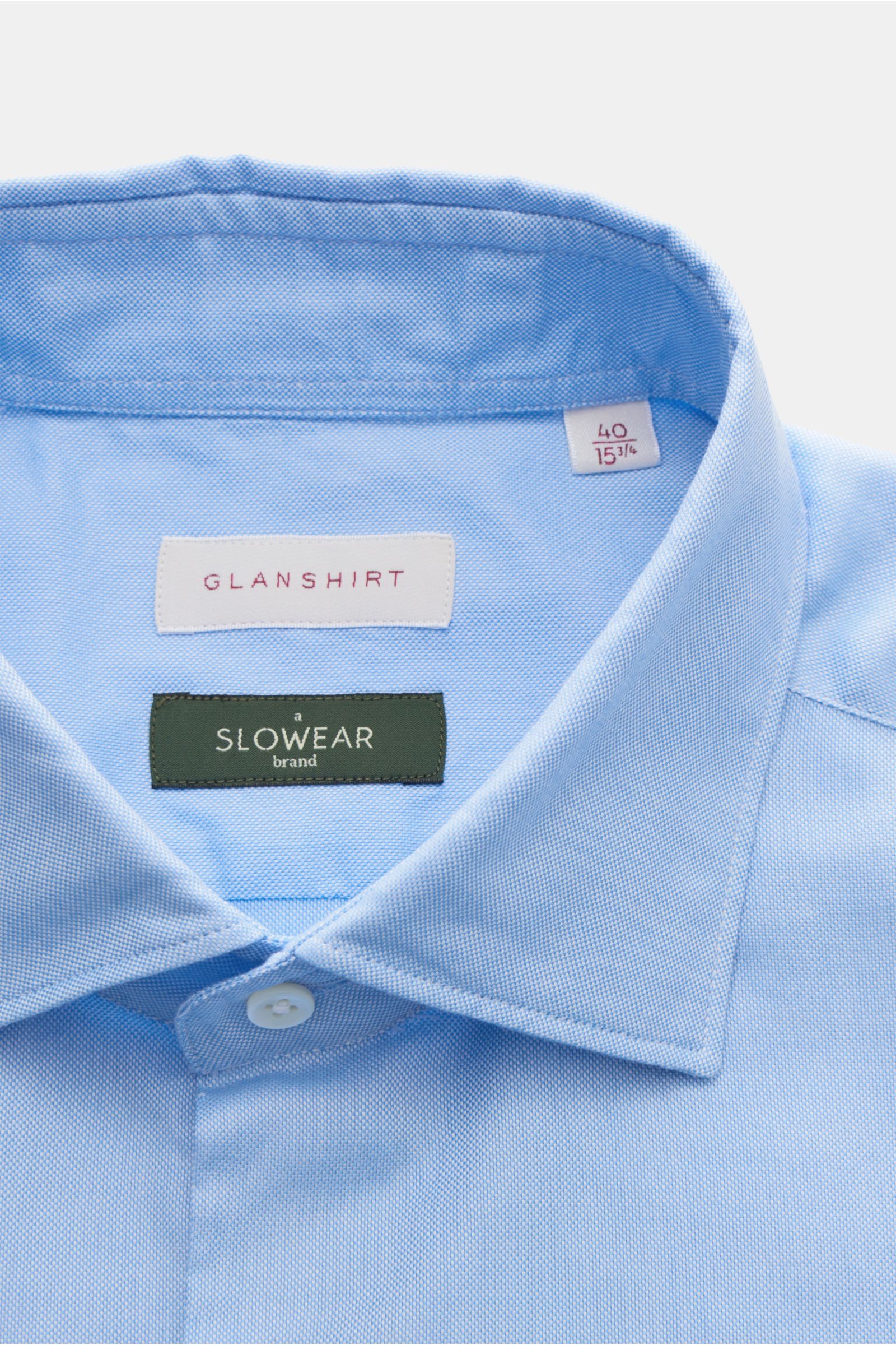 Glanshirt Oxford-Hemd Haifisch-Kragen hellblau