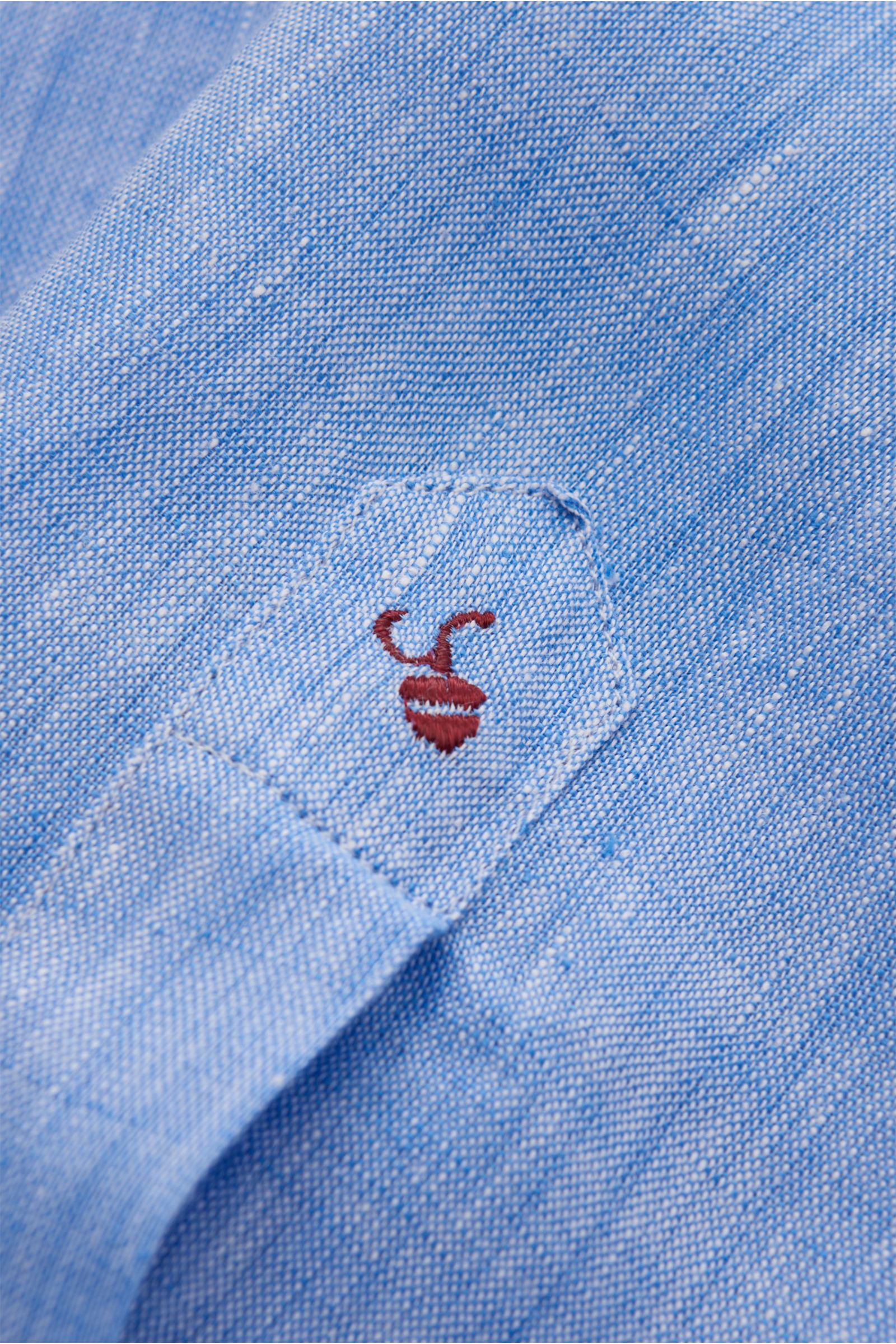 Glanshirt Leinenhemd schmaler Kragen blau/weiß meliert