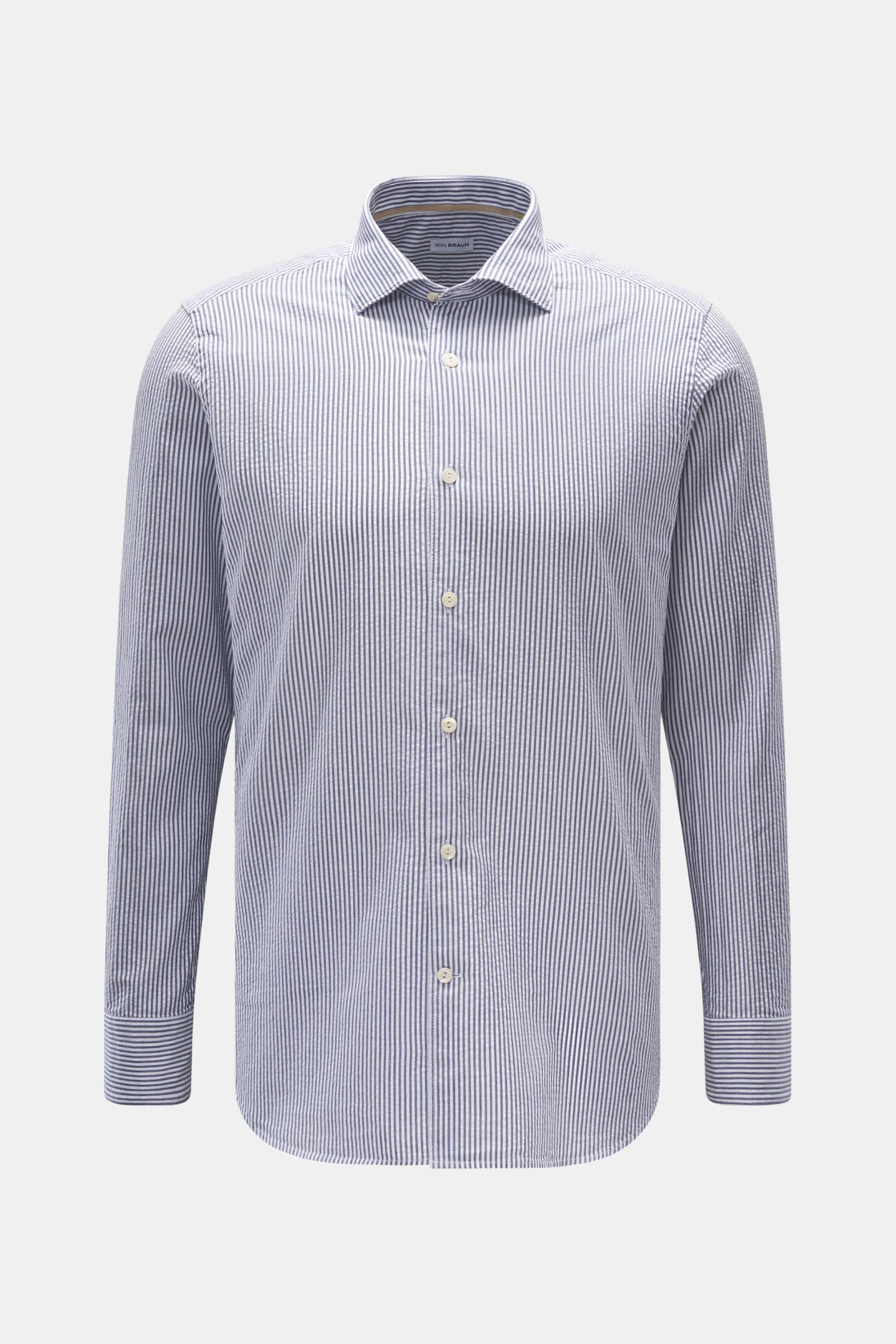 von Braun Casual shirt shark collar dark blue/white striped