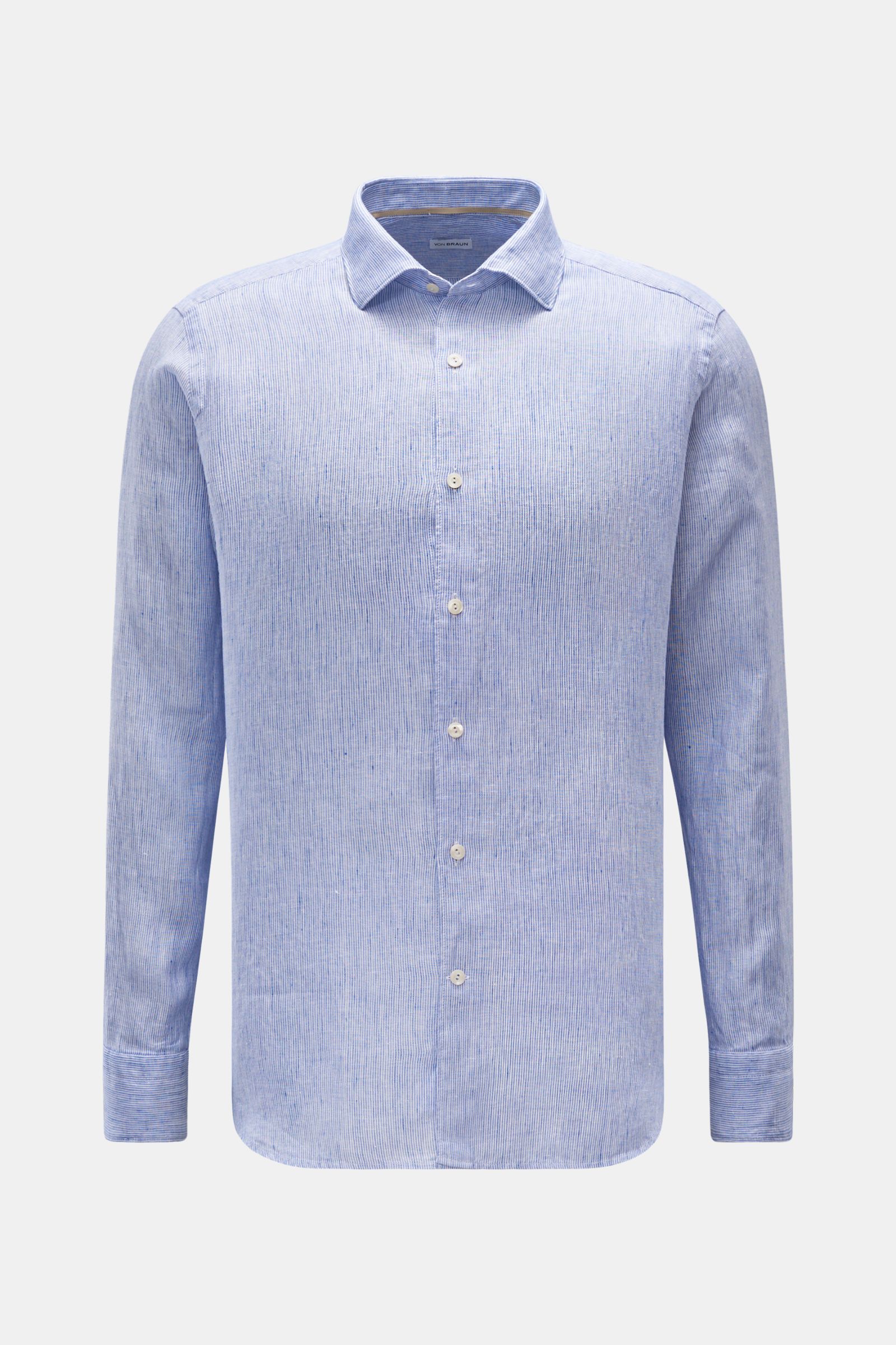 von Braun Linen shirt shark collar blue/white striped