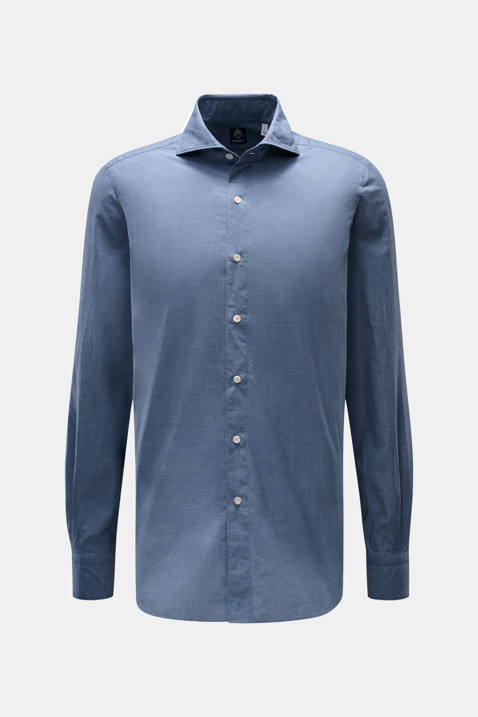 Finamore Casual shirt 'Sergio Gaeta' shark collar grey-blue