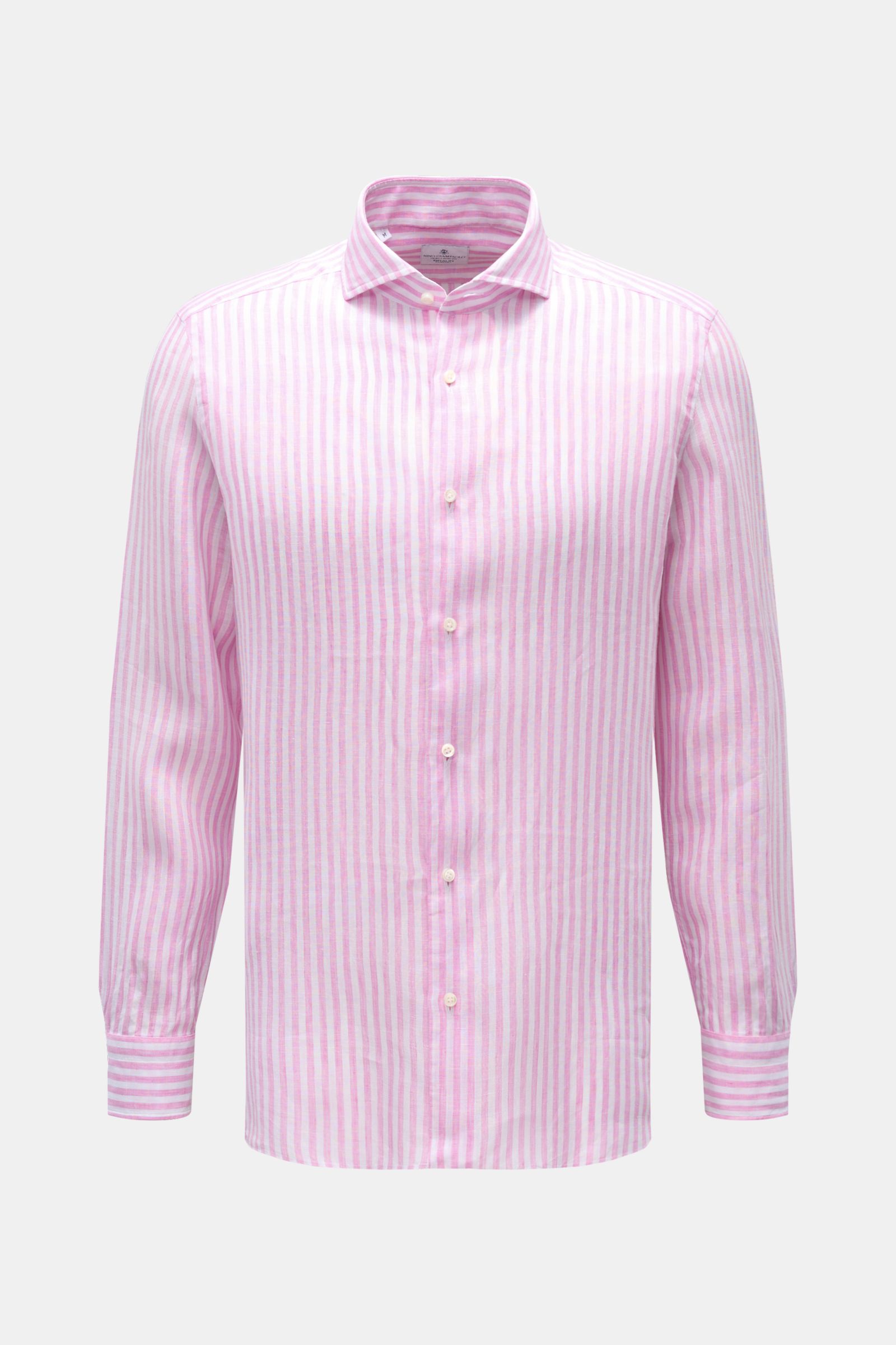 Giampaolo Linen shirt shark collar rose/white striped