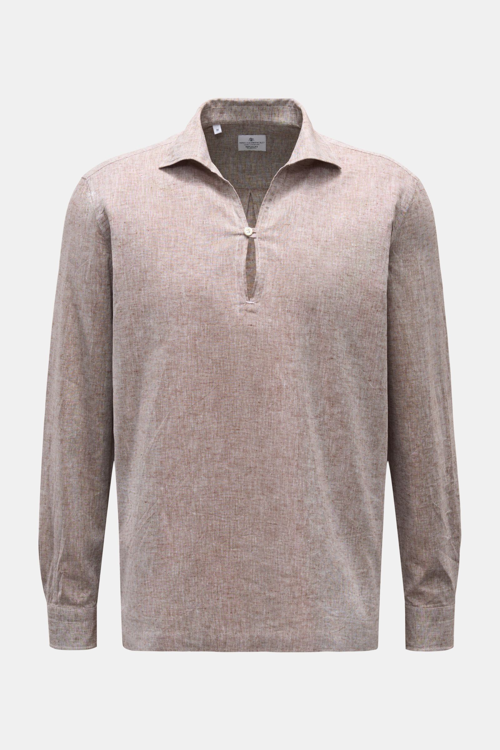 Giampaolo Popover-Hemd Haifisch-Kragen braun meliert