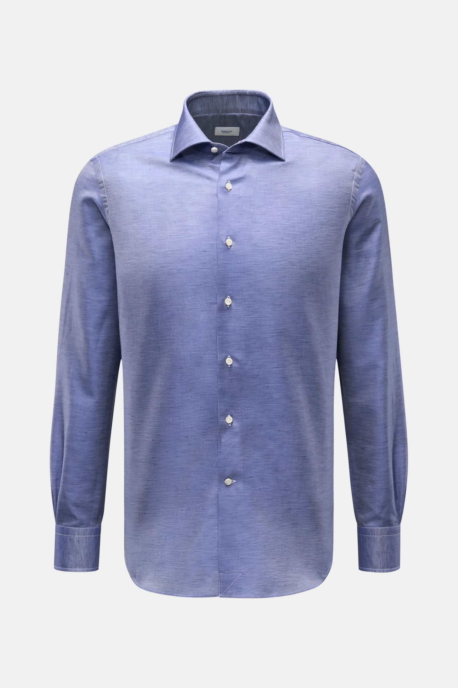 Gherardi Casual Hemd Haifisch-Kragen rauchblau