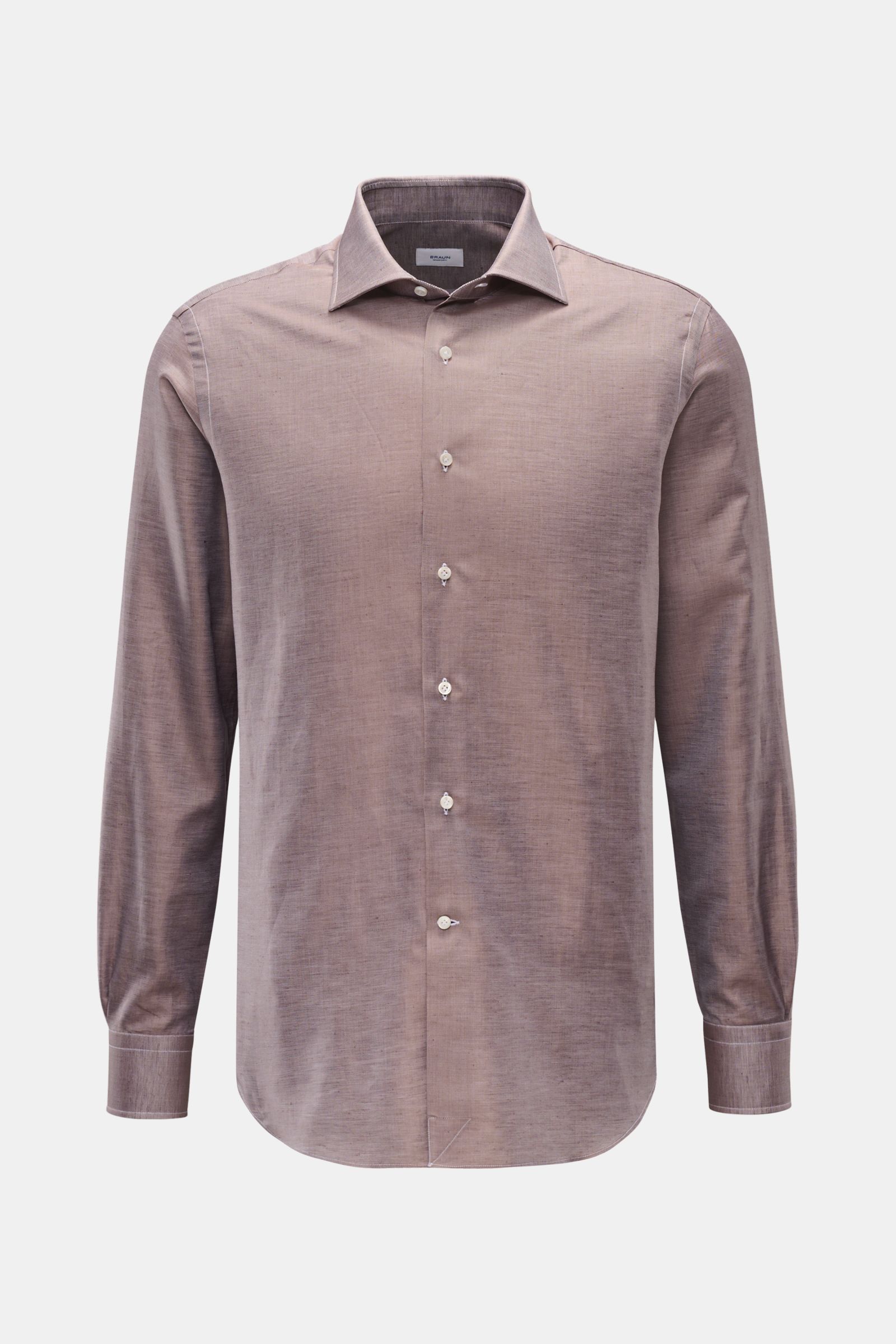Gherardi Casual Hemd Haifisch-Kragen graubraun