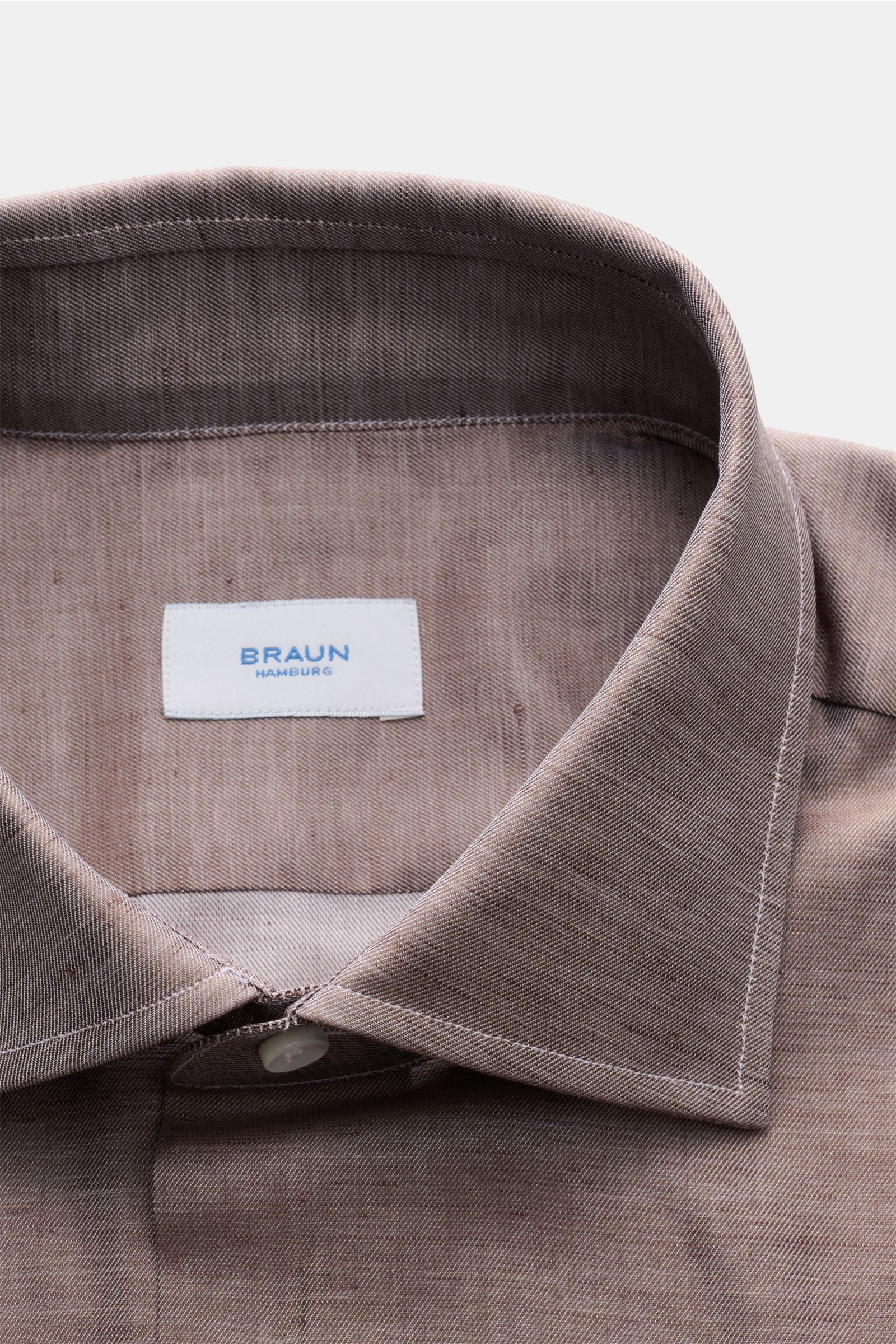 Gherardi Casual Hemd Haifisch-Kragen graubraun