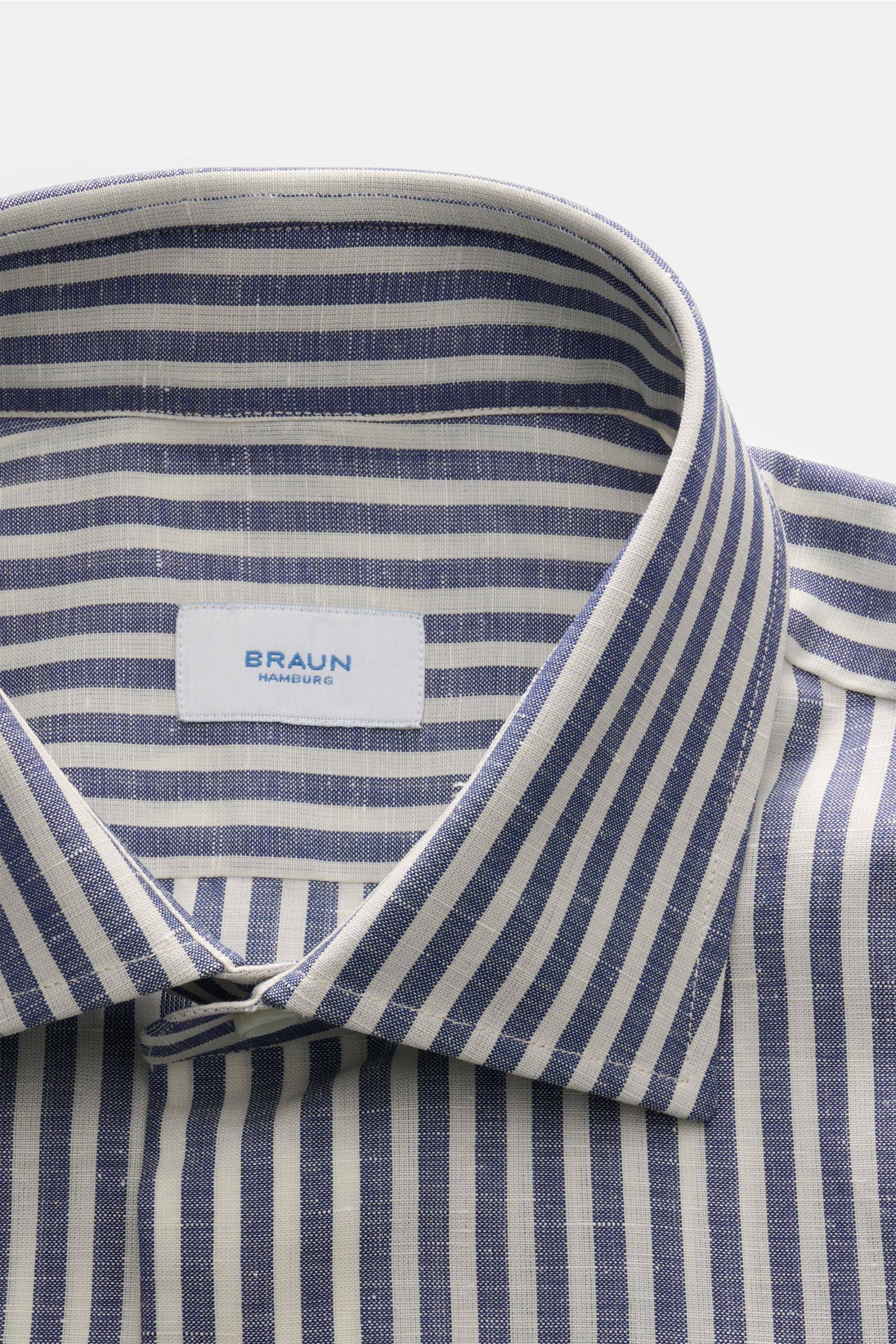 Gherardi Casual Hemd Haifisch-Kragen dunkelblau/offwhite gestreift