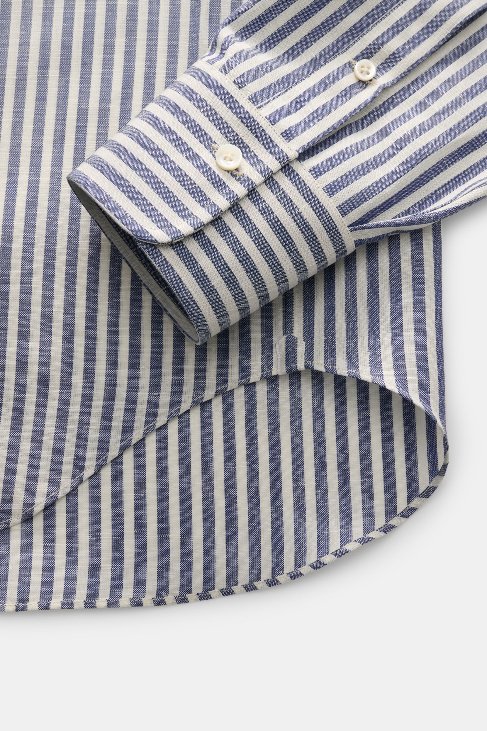 Gherardi Casual Hemd Haifisch-Kragen dunkelblau/offwhite gestreift