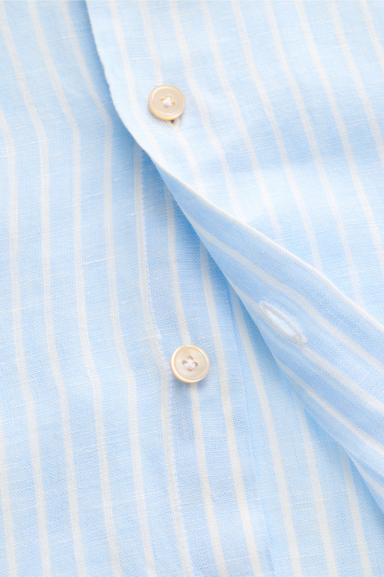 Gherardi Leinenhemd Haifisch-Kragen hellblau/weiß gestreift