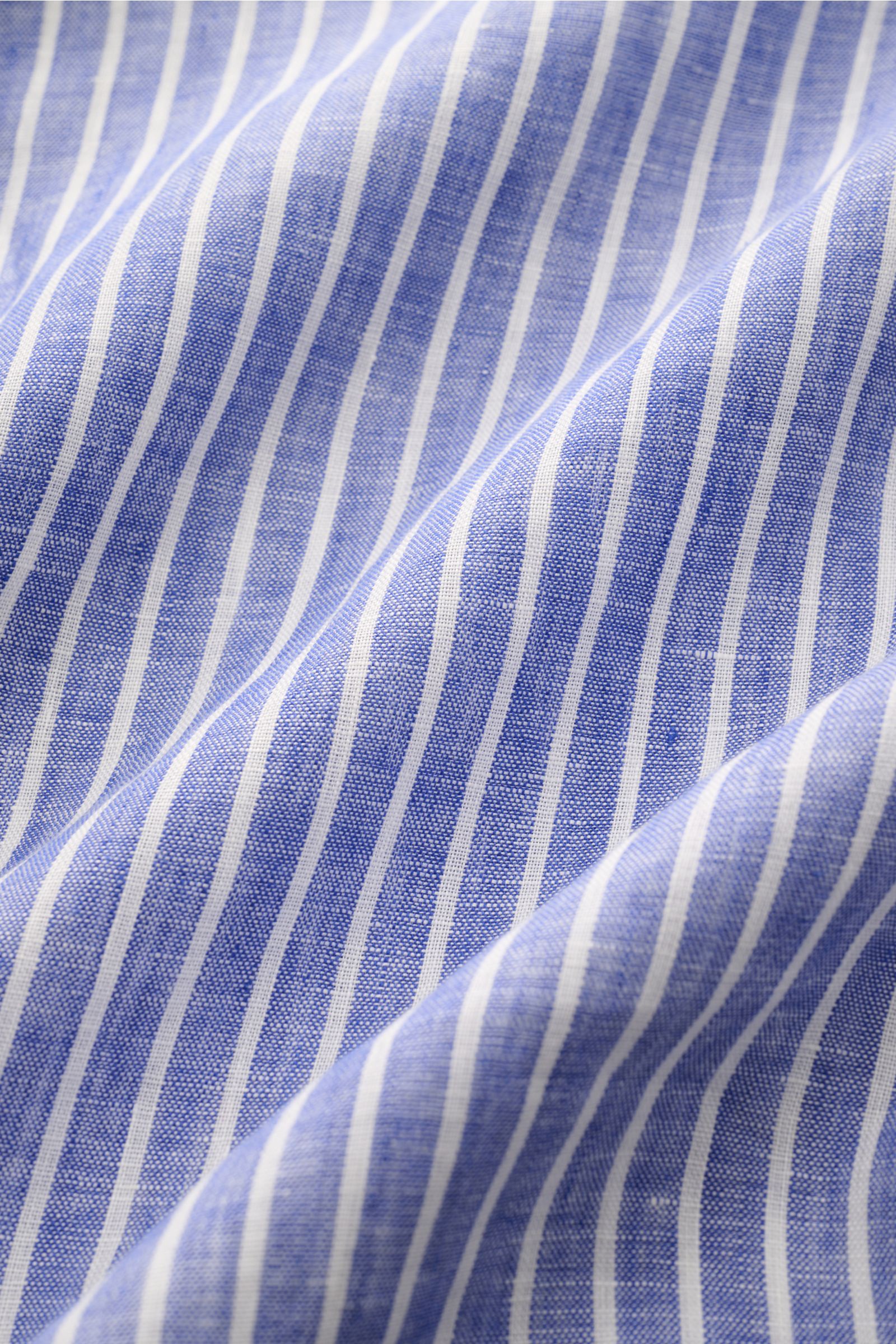 Gherardi Leinenhemd Haifisch-Kragen dunkelblau/weiß gestreift