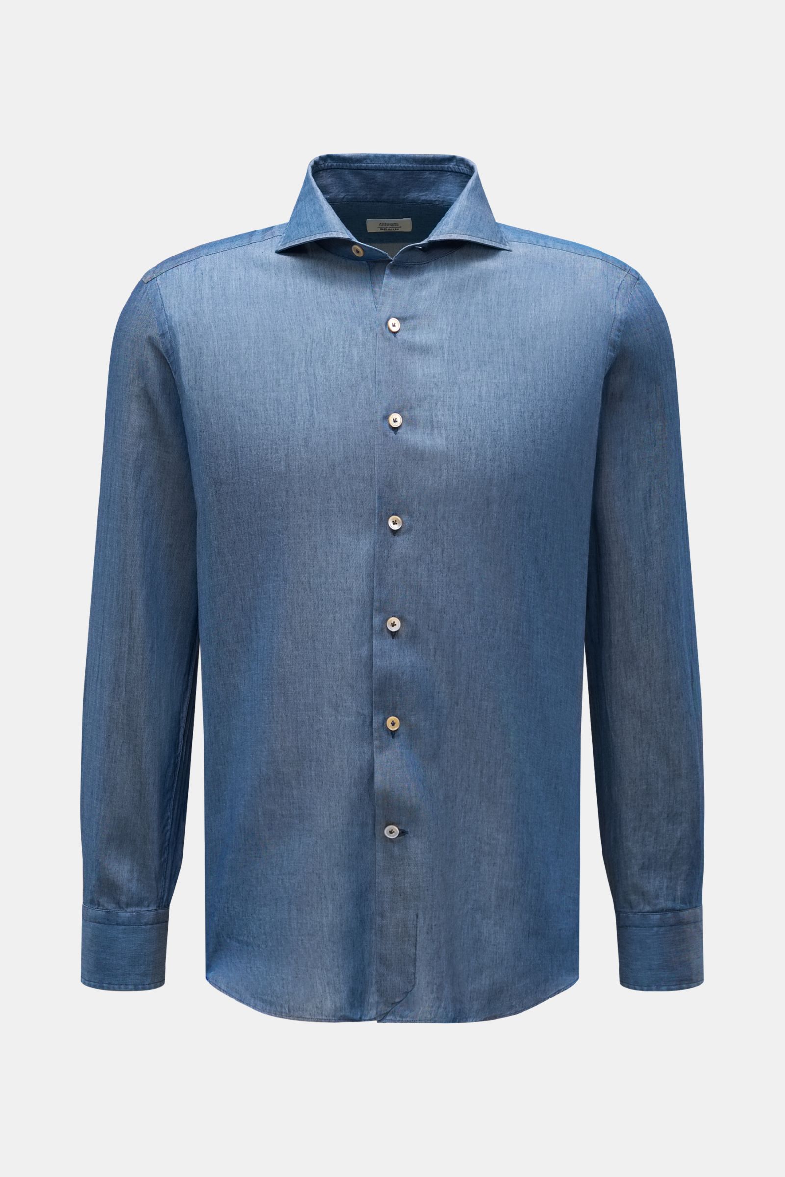 Gherardi Casual Hemd Haifisch-Kragen graublau