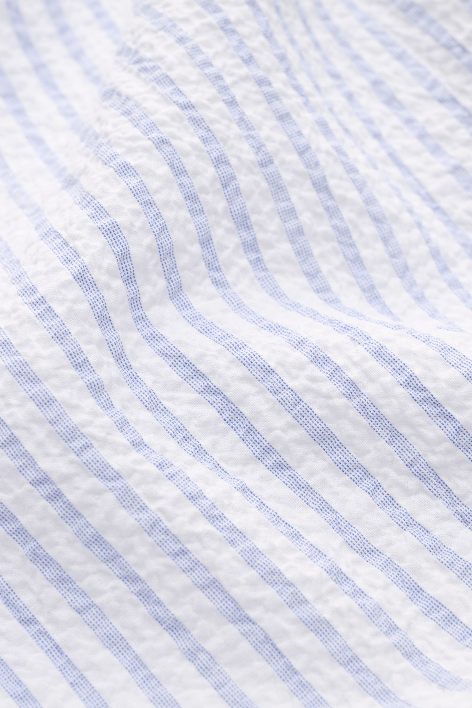 Guglielminotti Seersucker popover shirt shark collar grey-blue/white striped Guglielminotti Seersucker popover shirt shark collar grey-blue/white striped