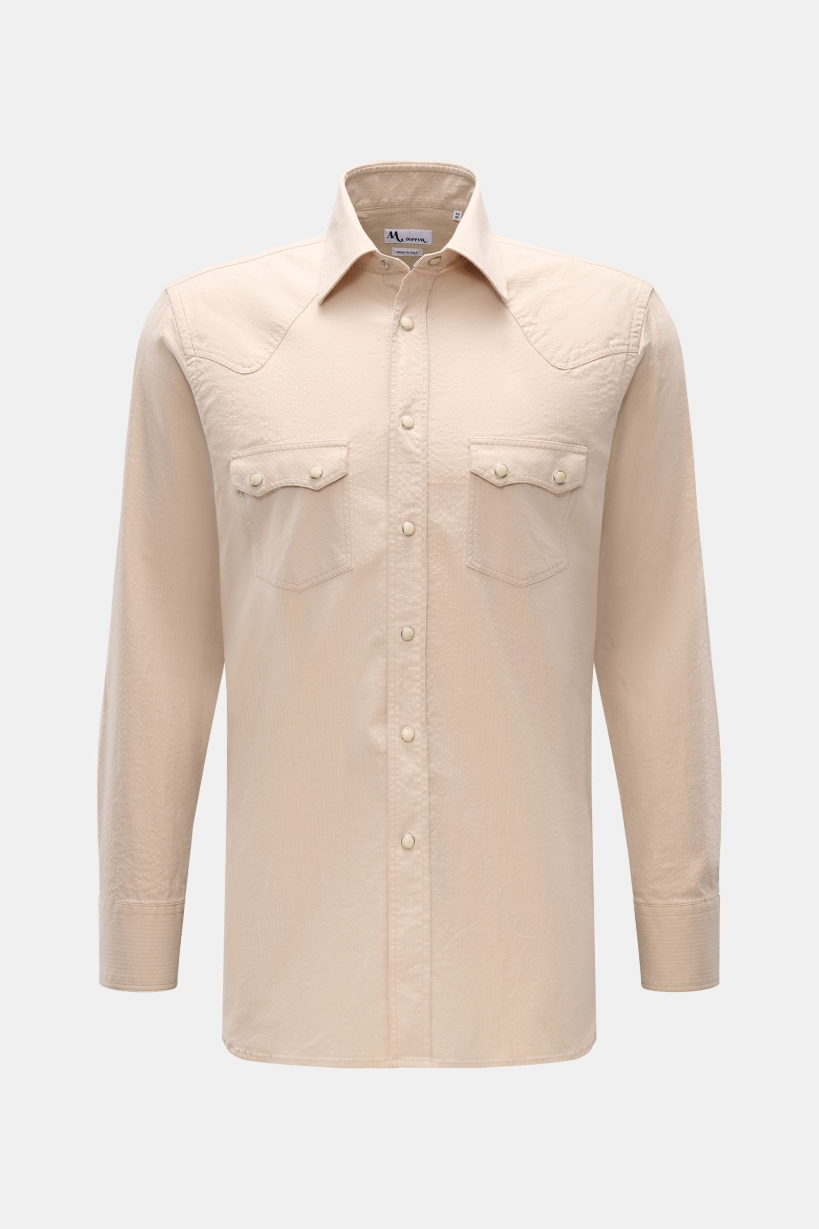 Doppiaa Seersucker-Hemd 'Aariosto' Kent-Kragen beige