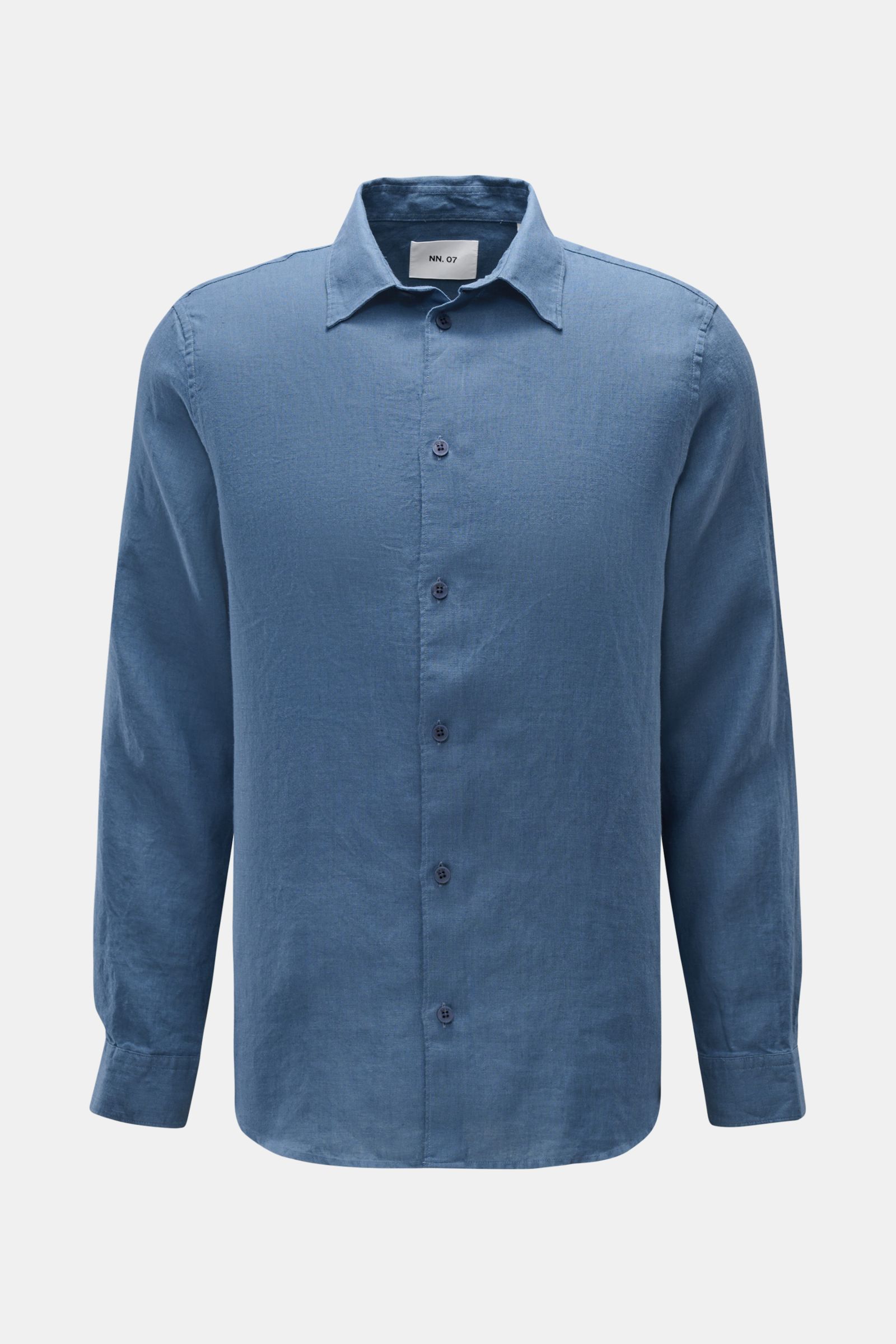 NN.07 Leinenhemd 'Enzo' Kent-Kragen rauchblau