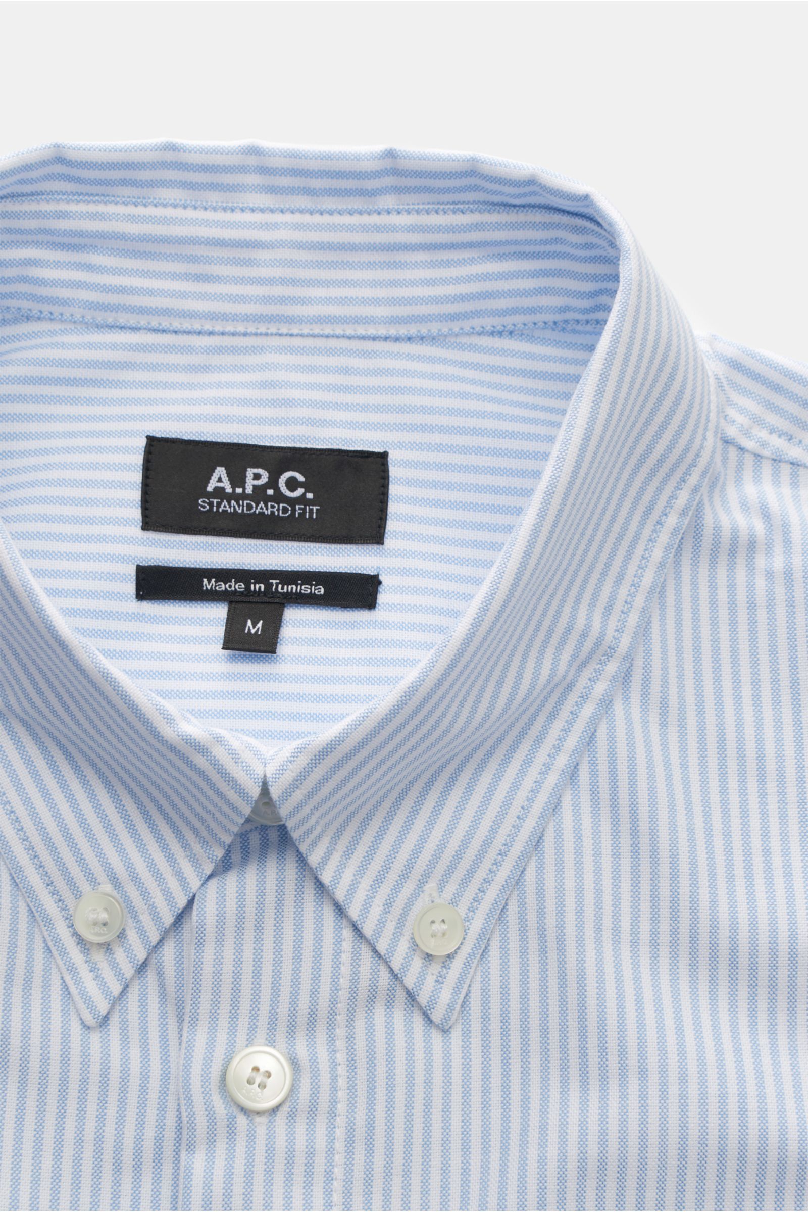 A.P.C. Oxford-Hemd 'Greg' Button-Down-Kragen hellblau/weiß gestreift