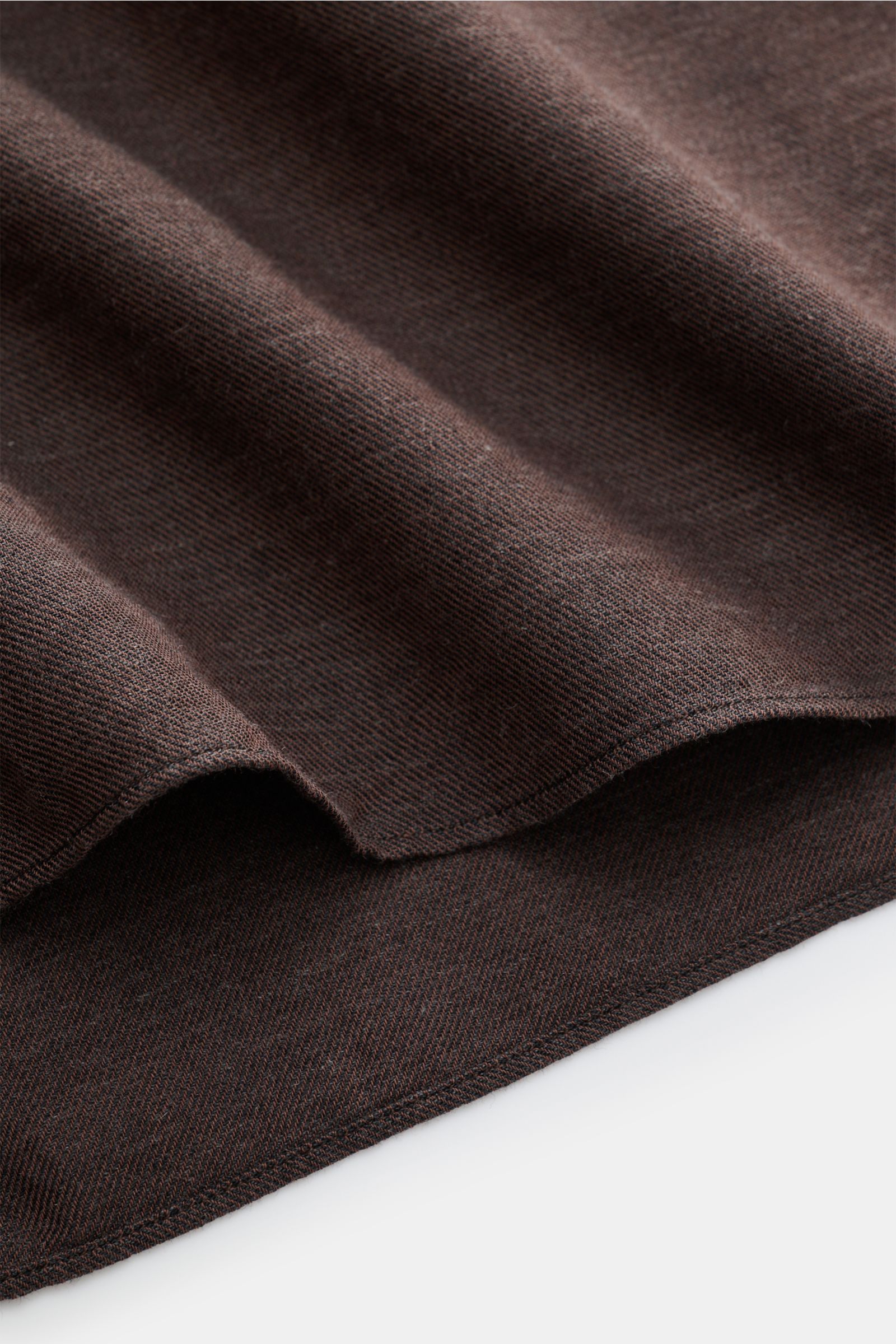 Borrelli Casual Hemd 'Gable' Button-Down-Kragen dunkelbraun meliert, Detailaufnahme Stoff mit Twill, Baumwolle, Cashmere, weicher Griff, Slim Fit.