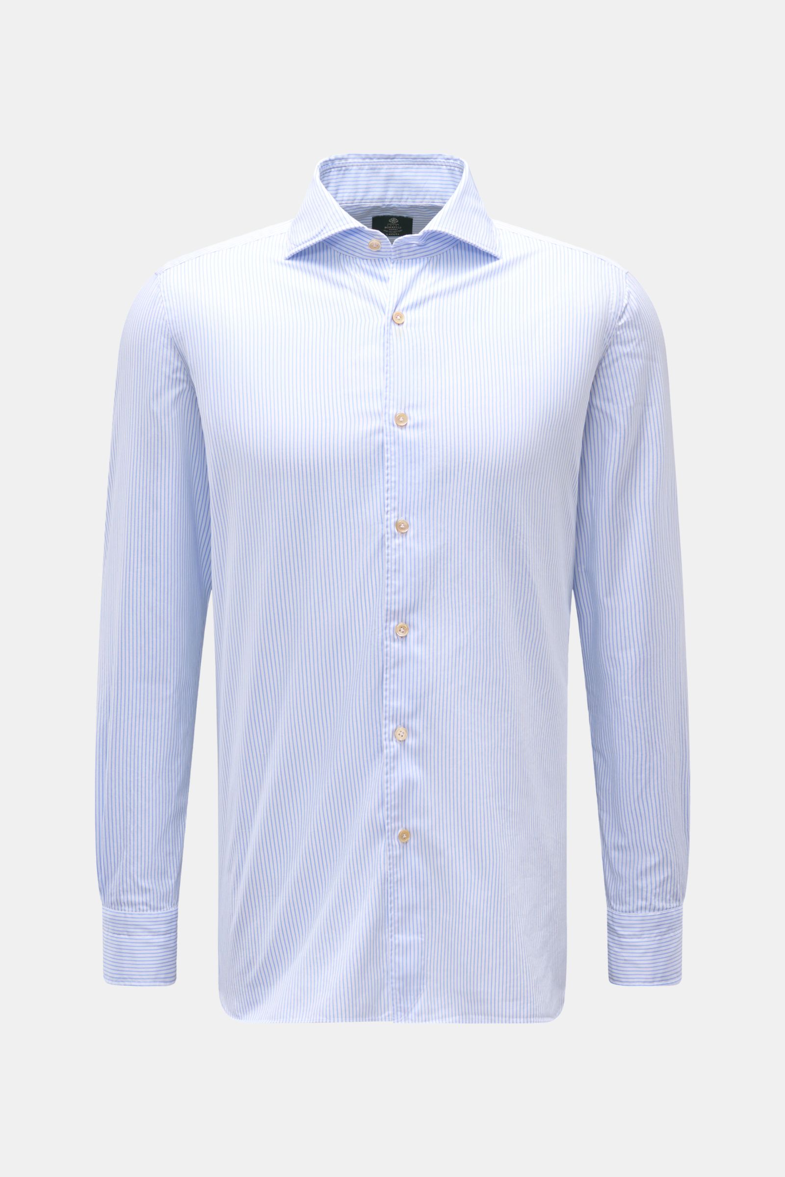 BORRELLI casual shirt 'Ettore' shark collar white/blue striped