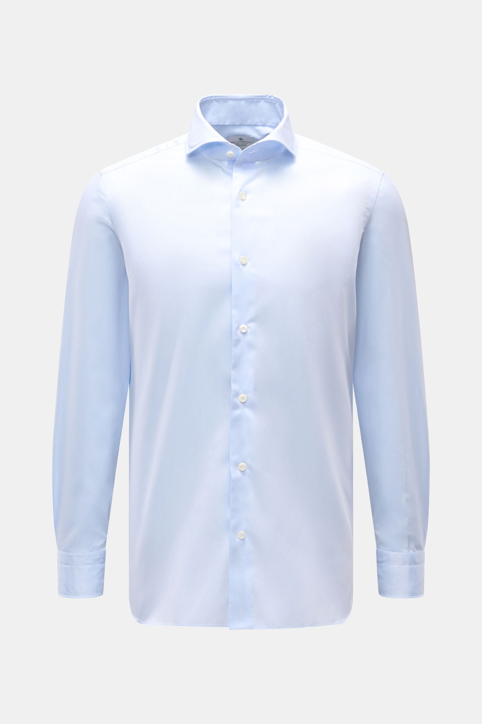 Giampaolo Casual Hemd Haifisch-Kragen pastellblau, Slim Fit, Popeline Baumwolle, Haifisch-Kragen, Sportmanschette, frontal fotografiert, zeitloser Klassiker.