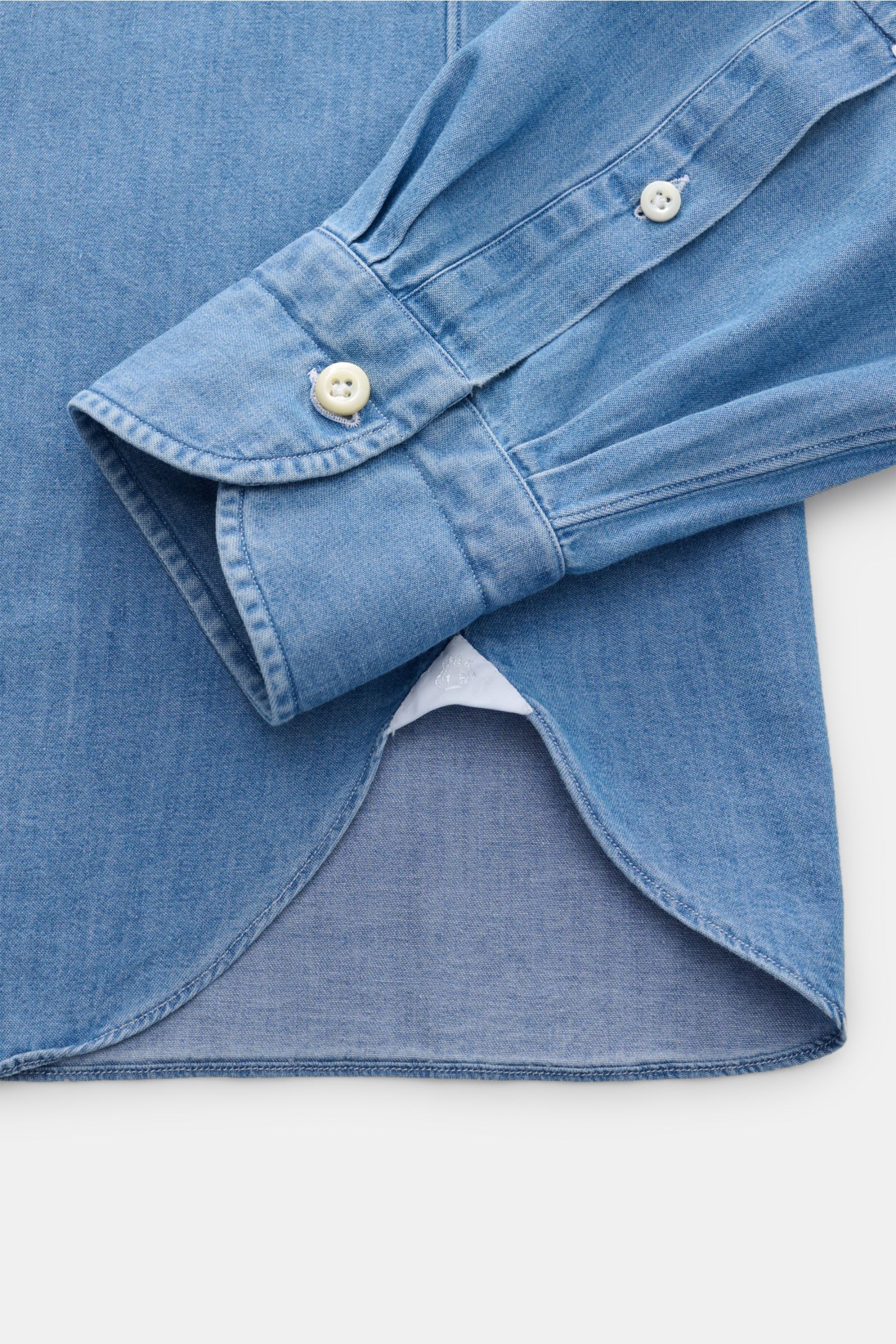 Giampaolo Chambray-Hemd Haifisch-Kragen rauchblau