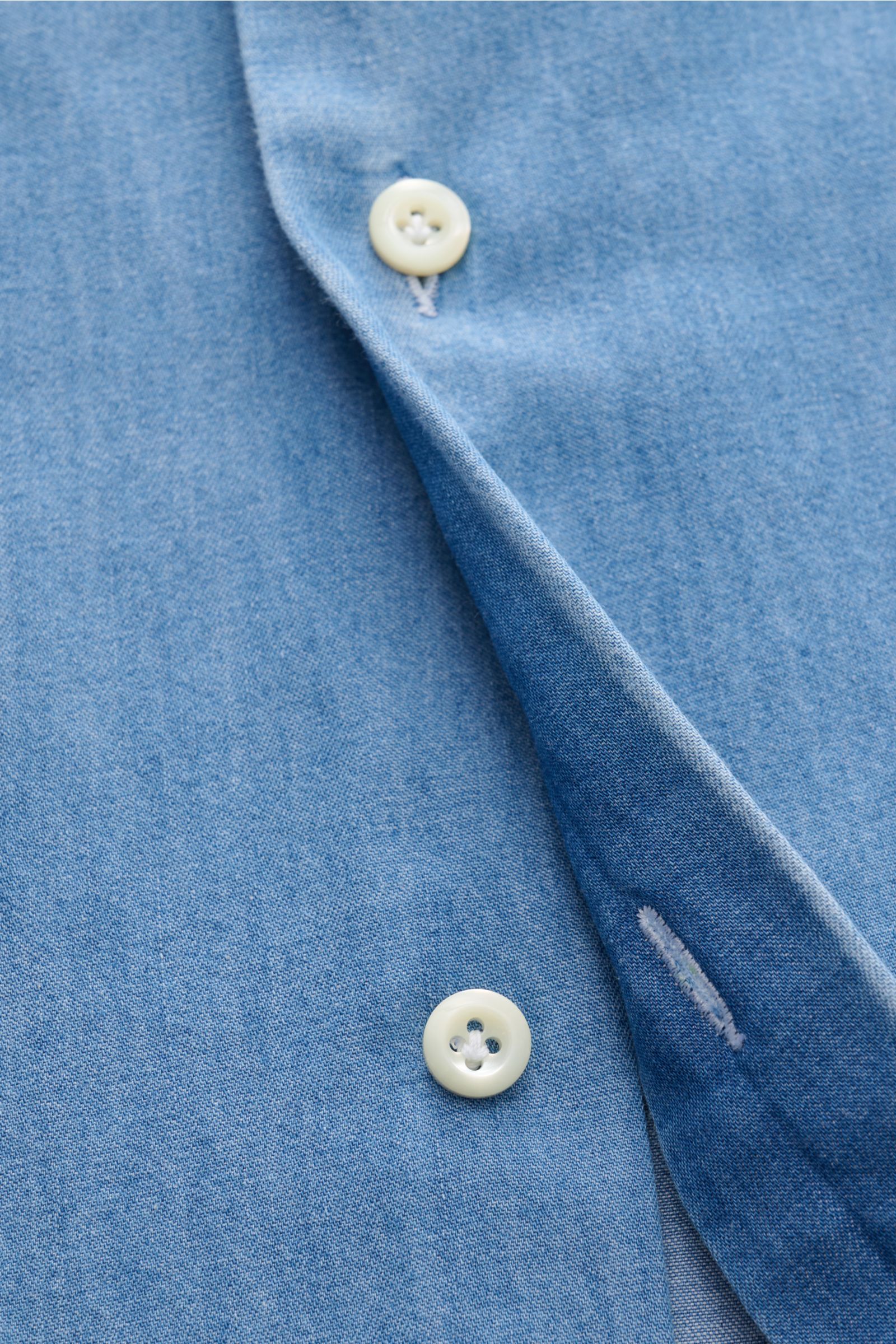 Giampaolo Chambray-Hemd Haifisch-Kragen rauchblau