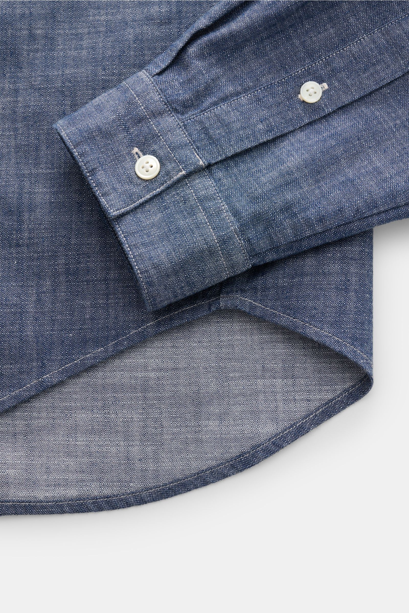Closed Chambray-Hemd schmaler Kragen graublau