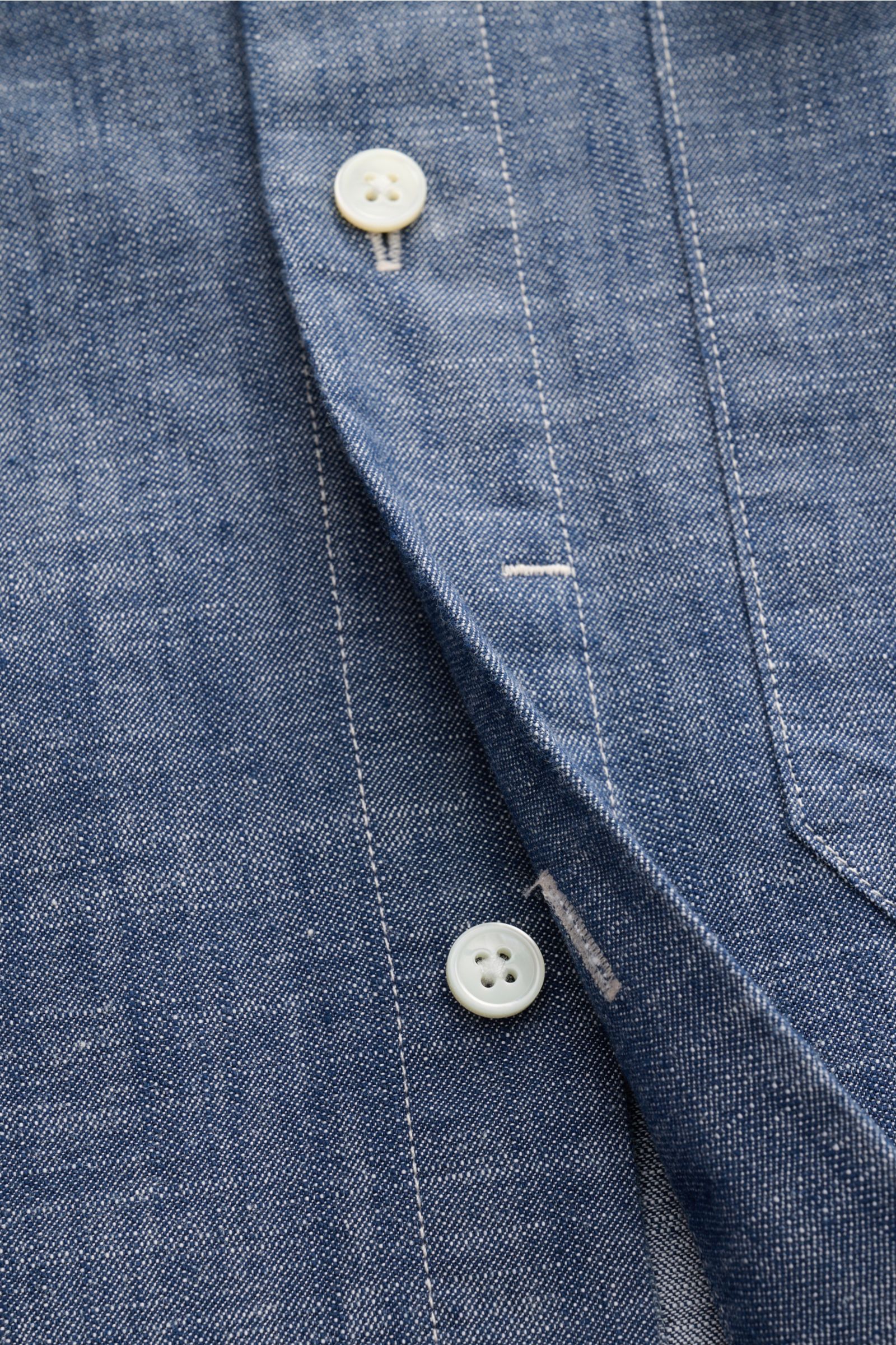 Closed Chambray-Hemd schmaler Kragen graublau