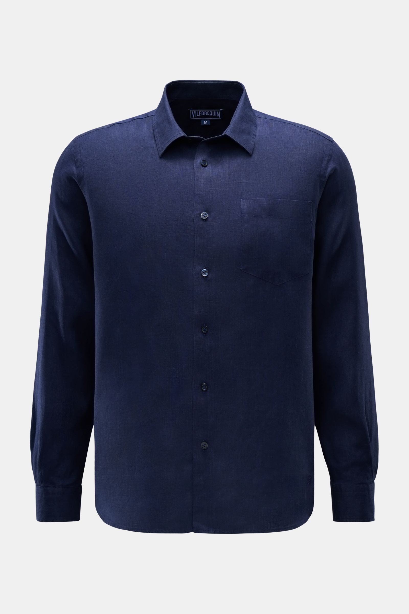 Vilebrequin Leinenhemd schmaler Kragen navy