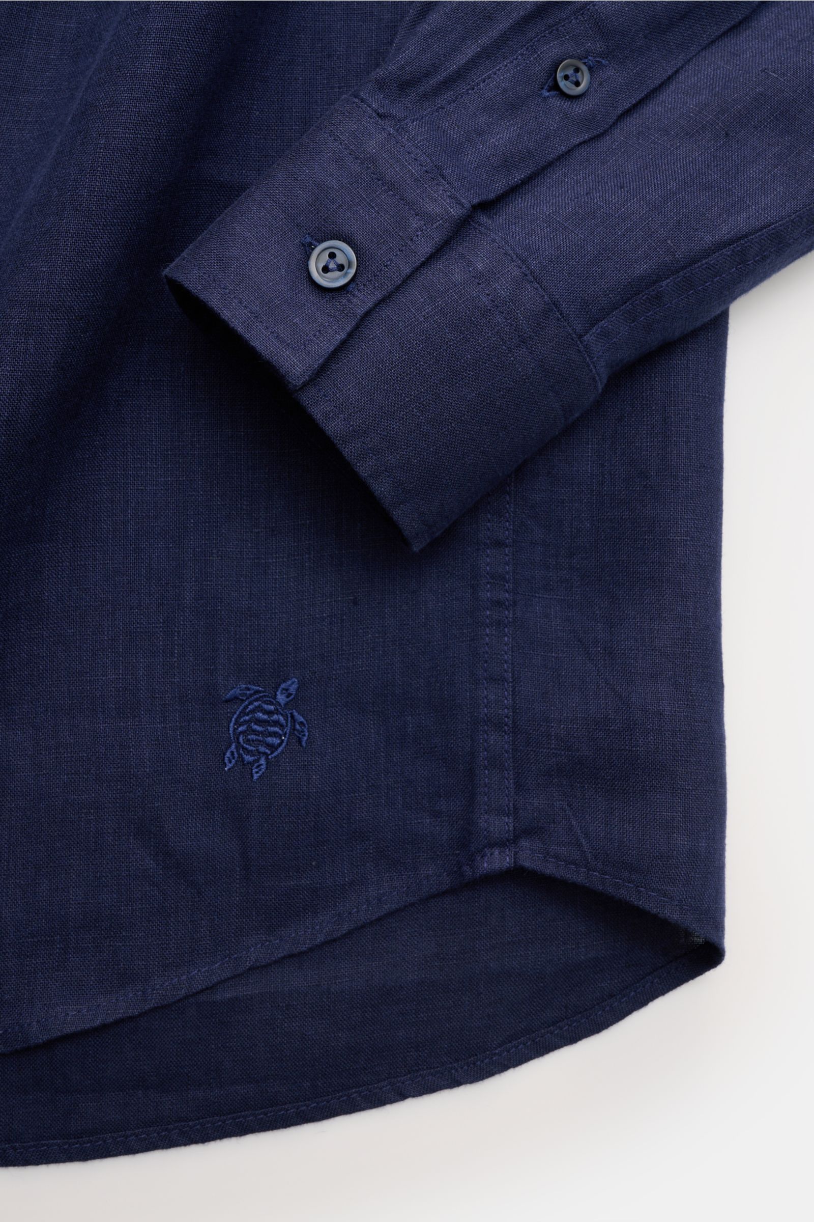 Vilebrequin Leinenhemd schmaler Kragen navy