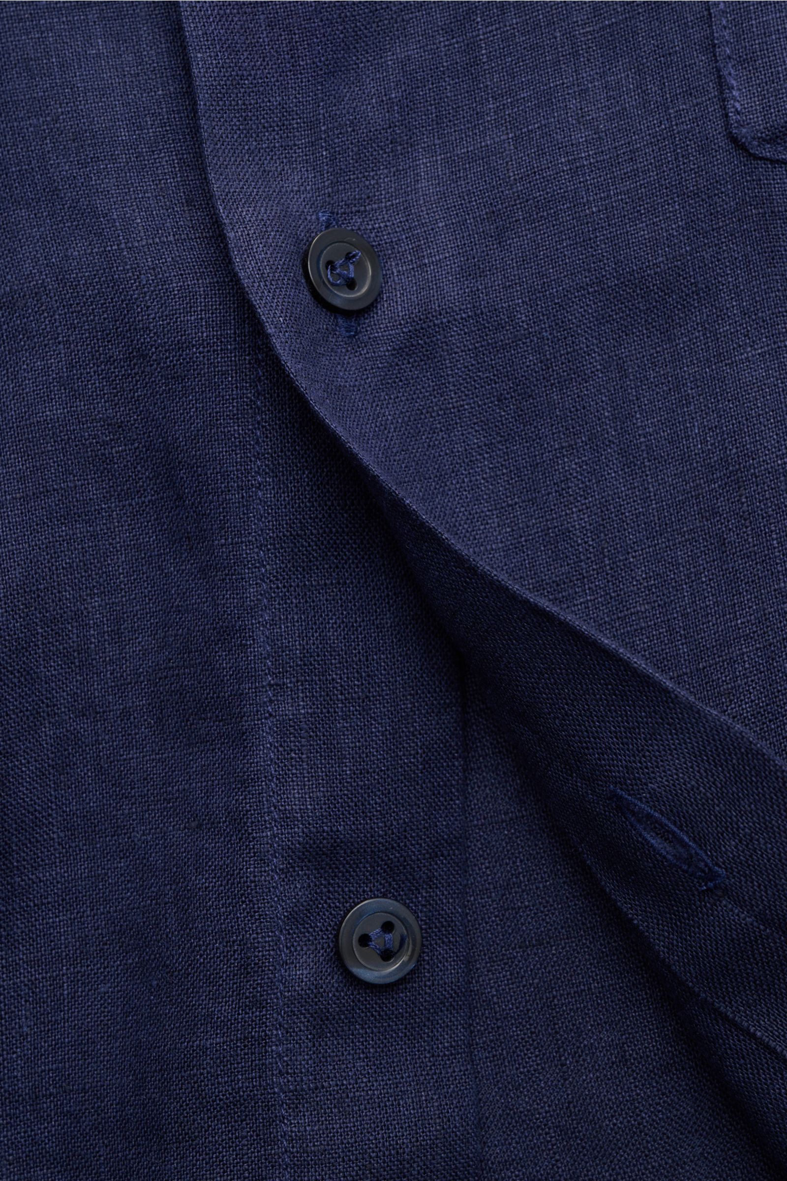 Vilebrequin Leinenhemd schmaler Kragen navy