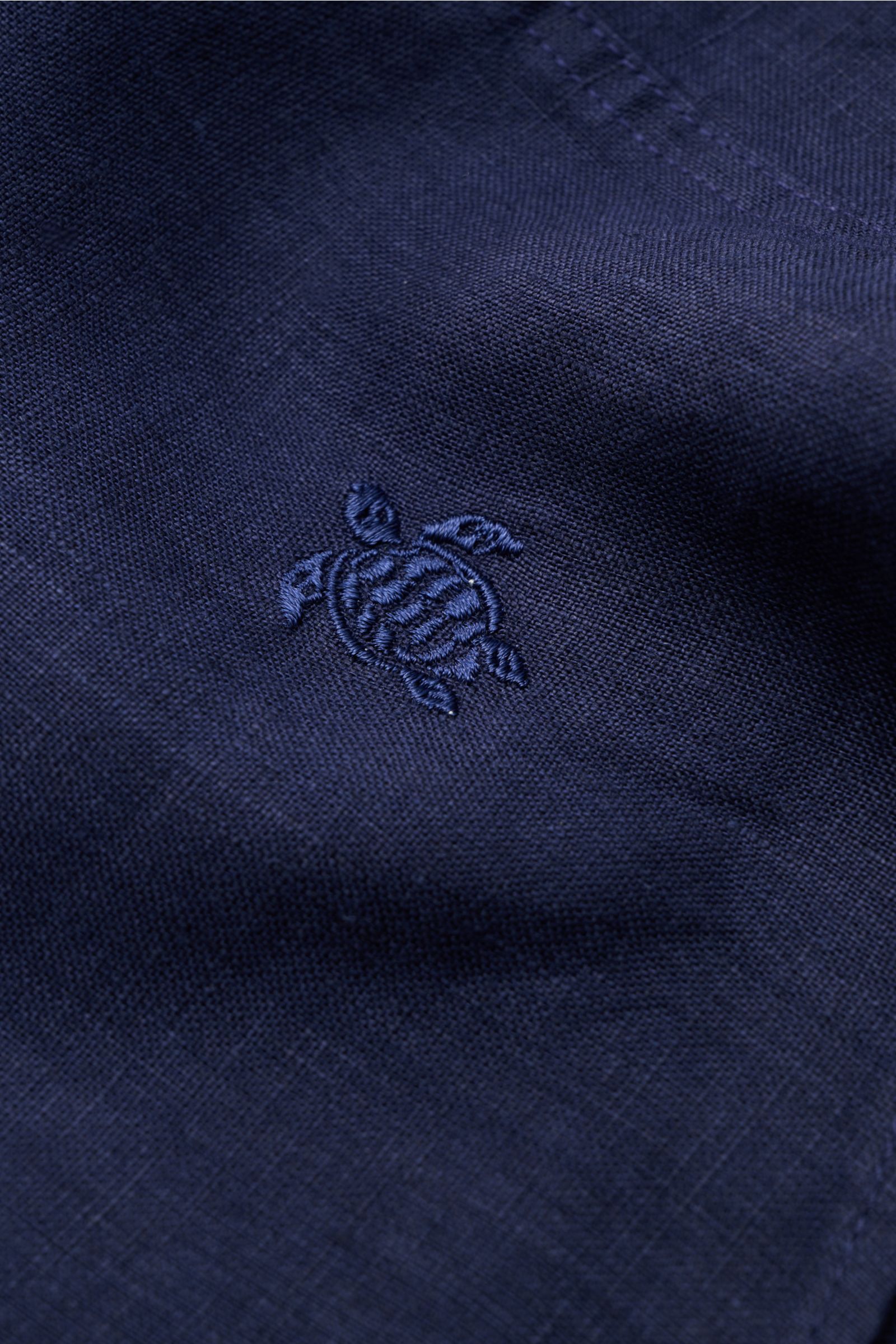 Vilebrequin Leinenhemd schmaler Kragen navy