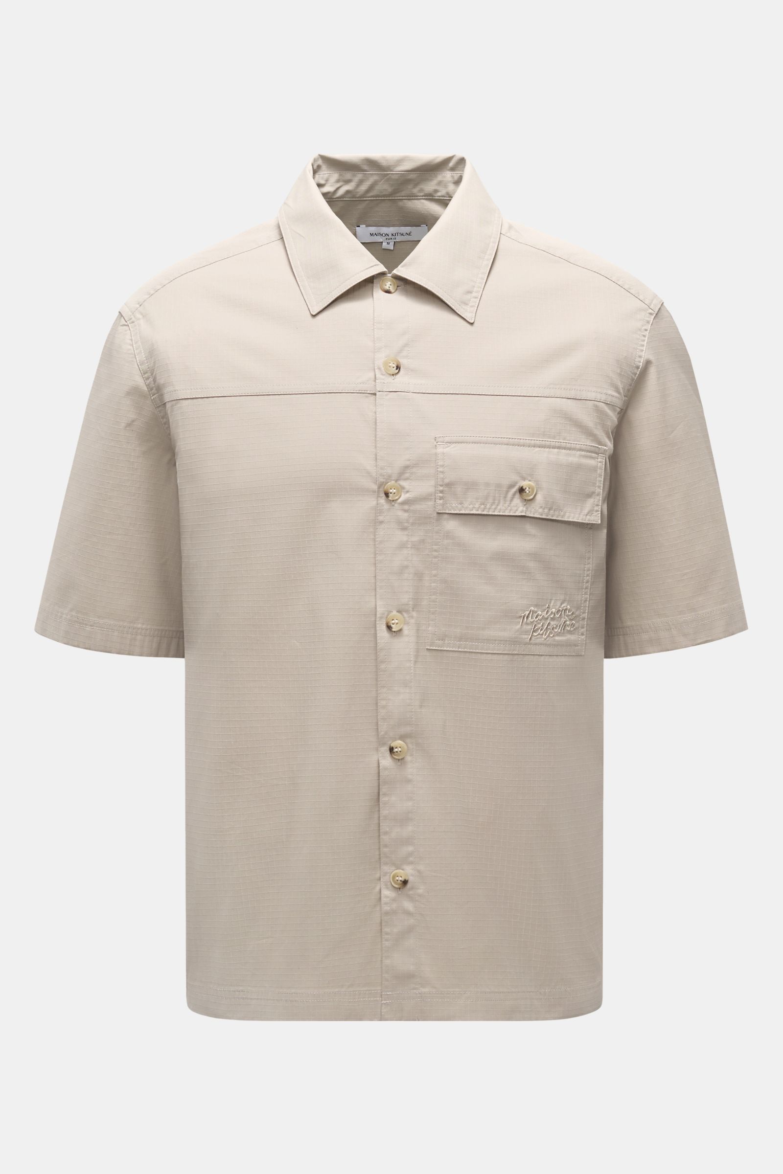 Maison Kitsuné Short sleeve shirt Kent collar beige