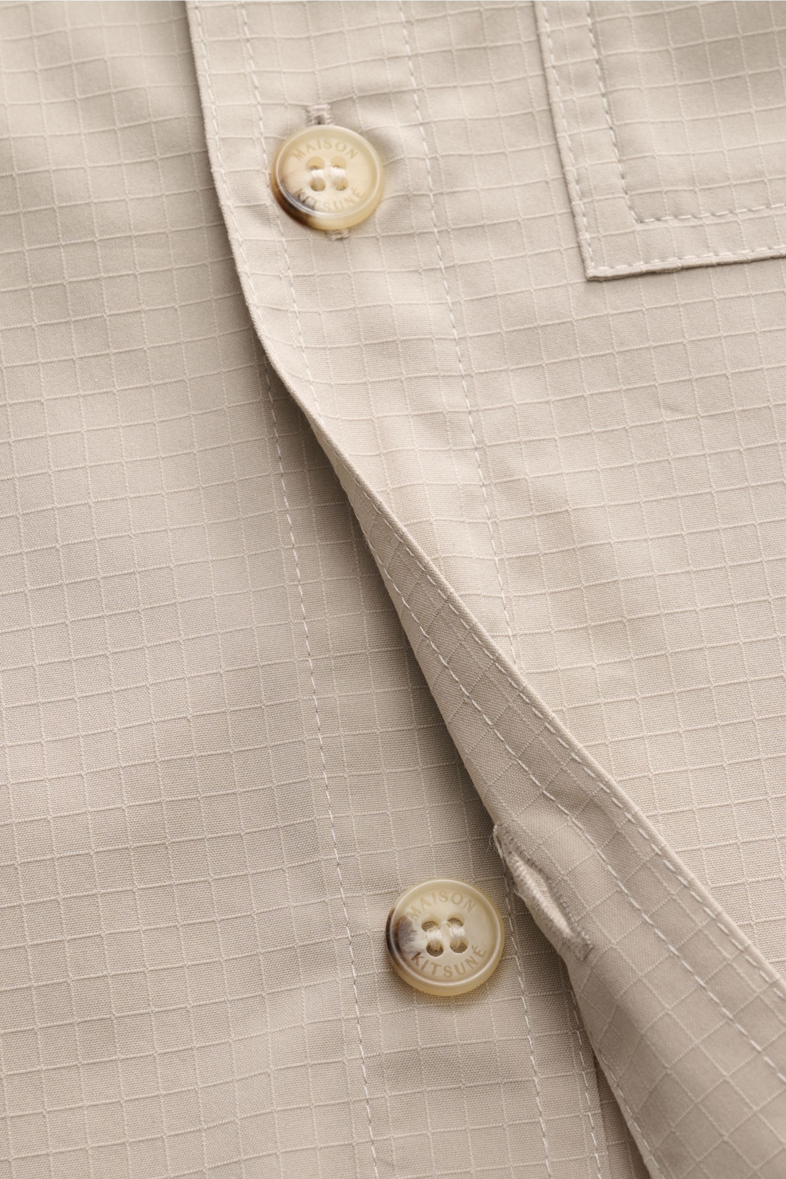 Maison Kitsuné Short sleeve shirt Kent collar beige